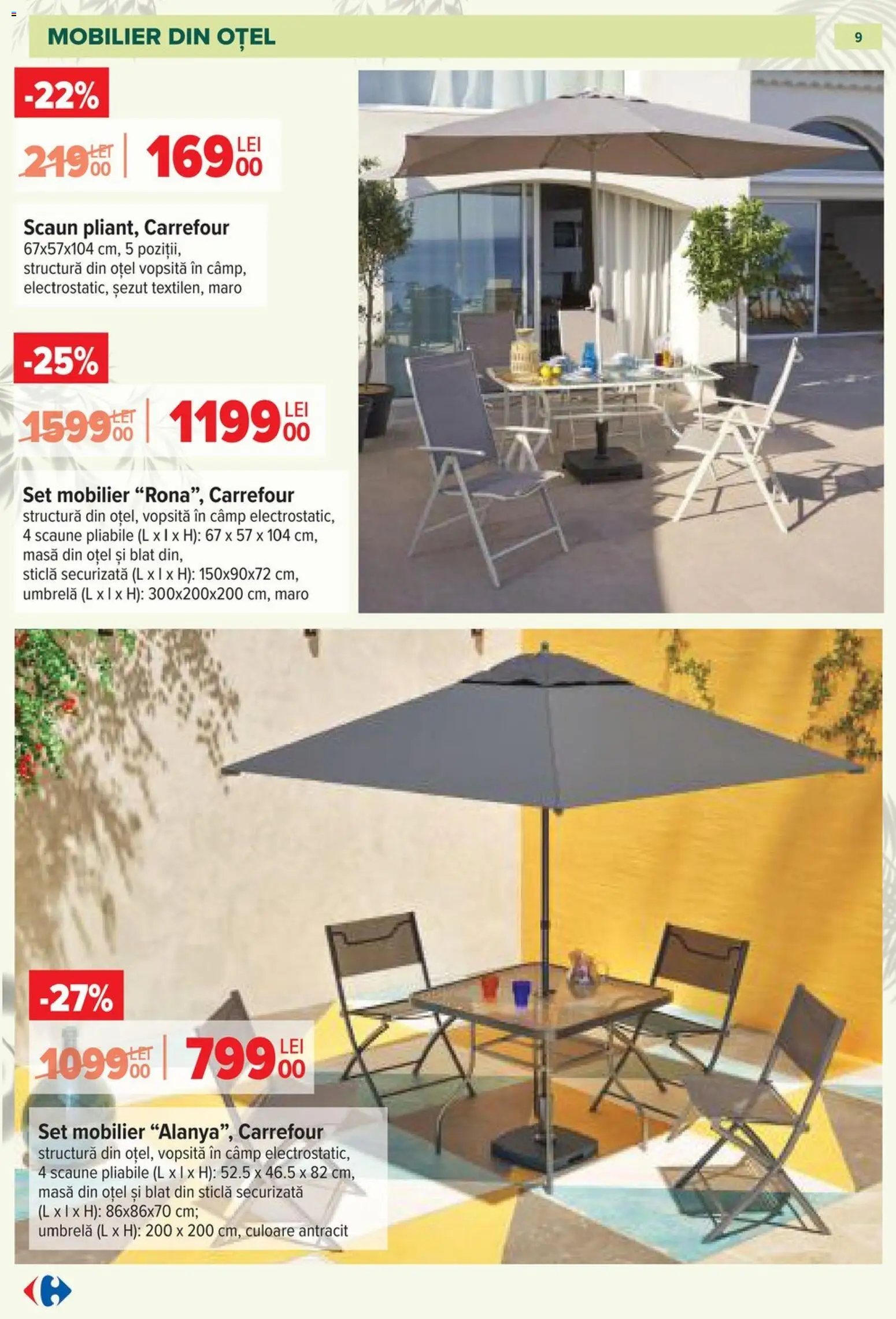 Catalog Carrefour 11 Martie - 11 Mai 2026 | Pagina 9 | Produse: Umbrelă, Masă, Scaun