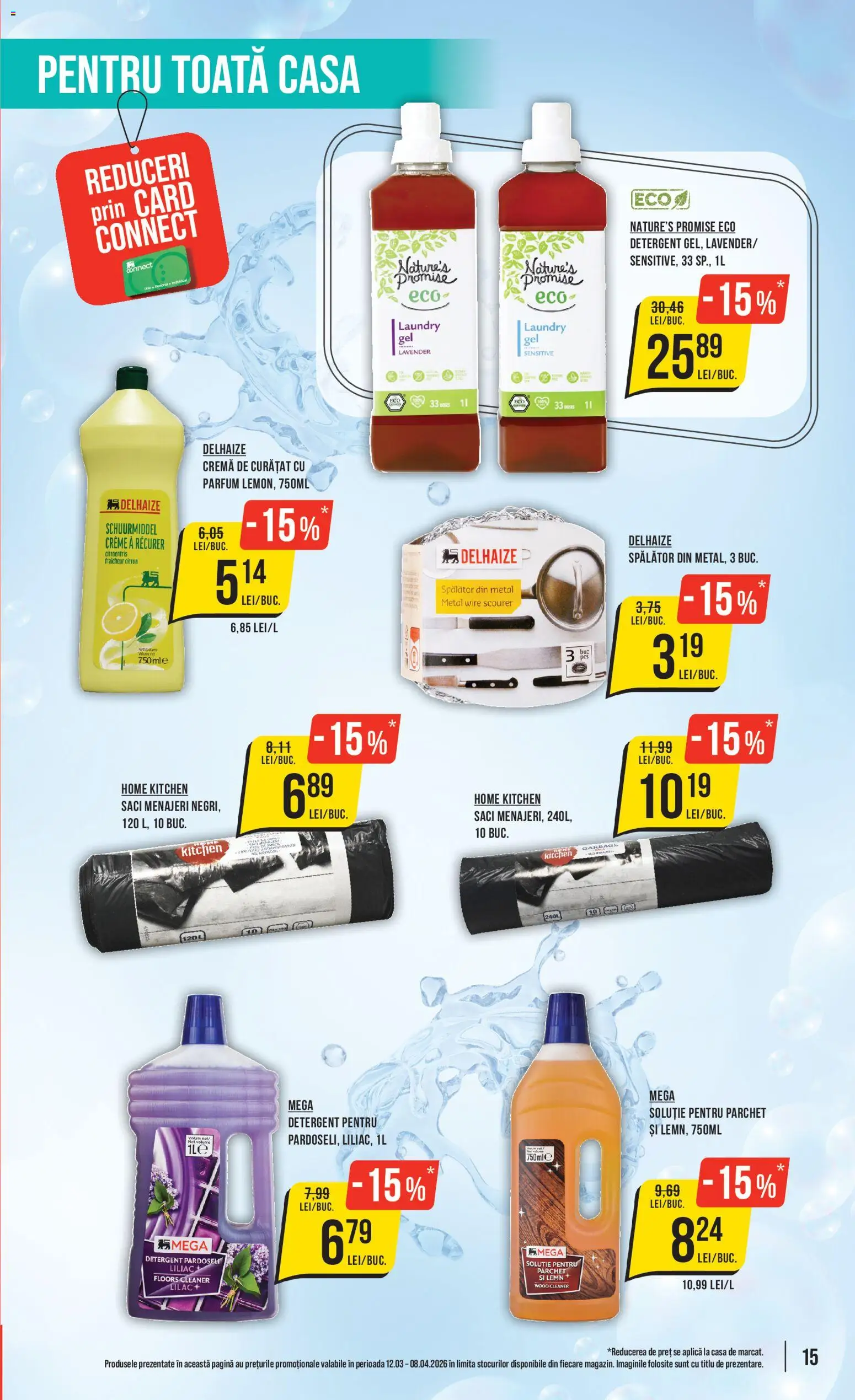 Catalog Mega Image 12 Martie - 7 Aprilie 2026 | Pagina 15 | Produse: Saci menajeri, Parchet, Cremă, Detergent