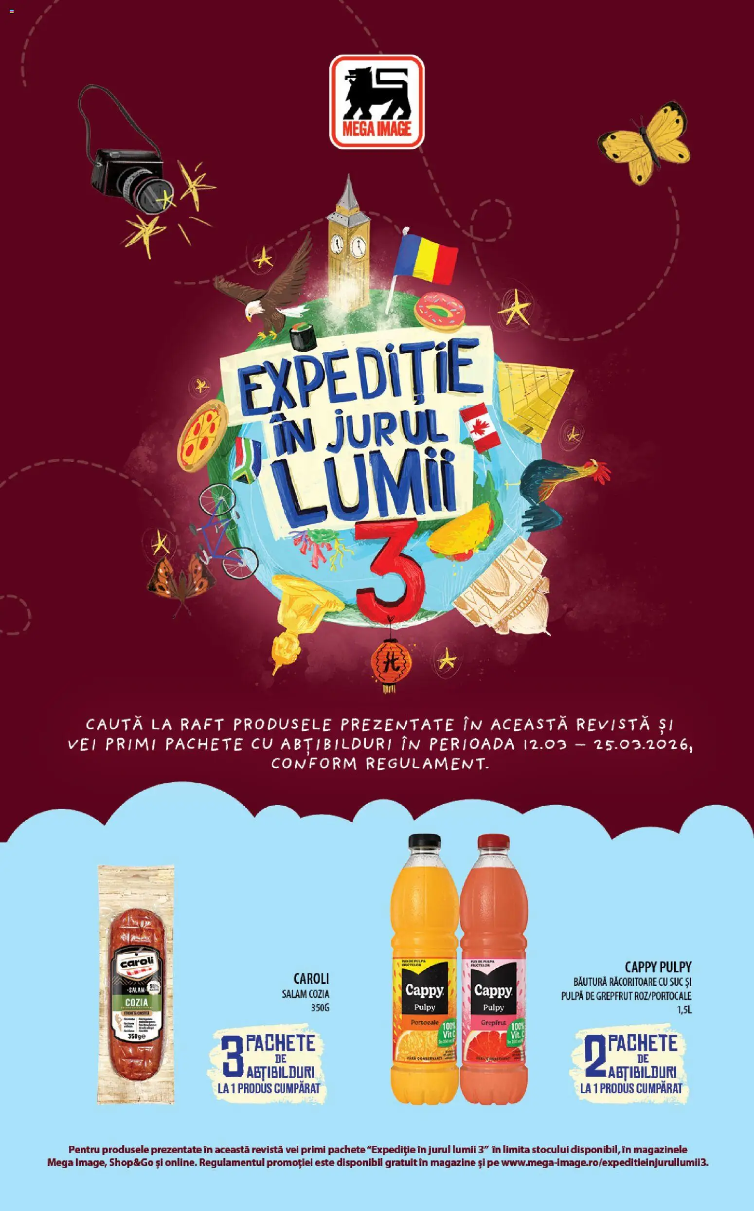 Catalog Mega Image 12 - 24 Martie 2026 | Pagina 1 | Produse: Raft, Salam, Portocale, Grepfrut