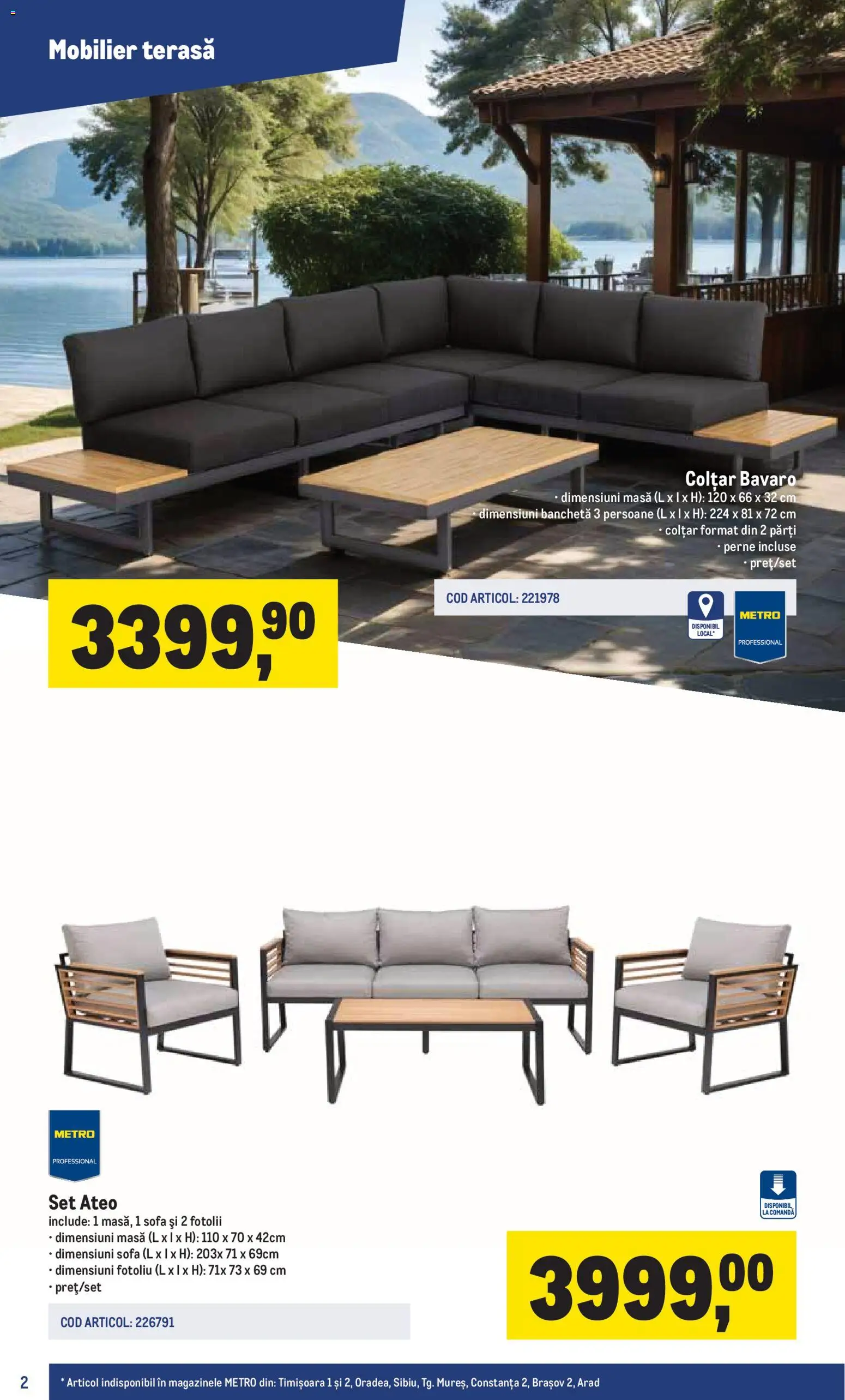 Catalog METRO 16 Martie - 29 Iunie 2026 | Pagina 2 | Produse: Fotoliu, Masă, Colțar