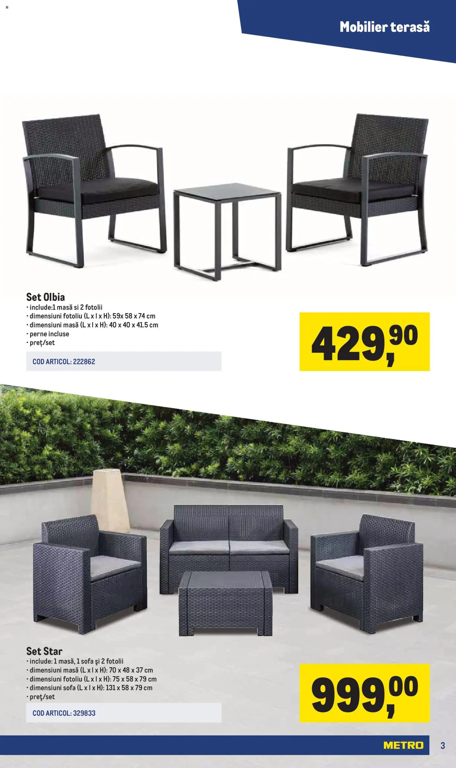 Catalog METRO 16 Martie - 29 Iunie 2026 | Pagina 3 | Produse: Fotoliu, Masă