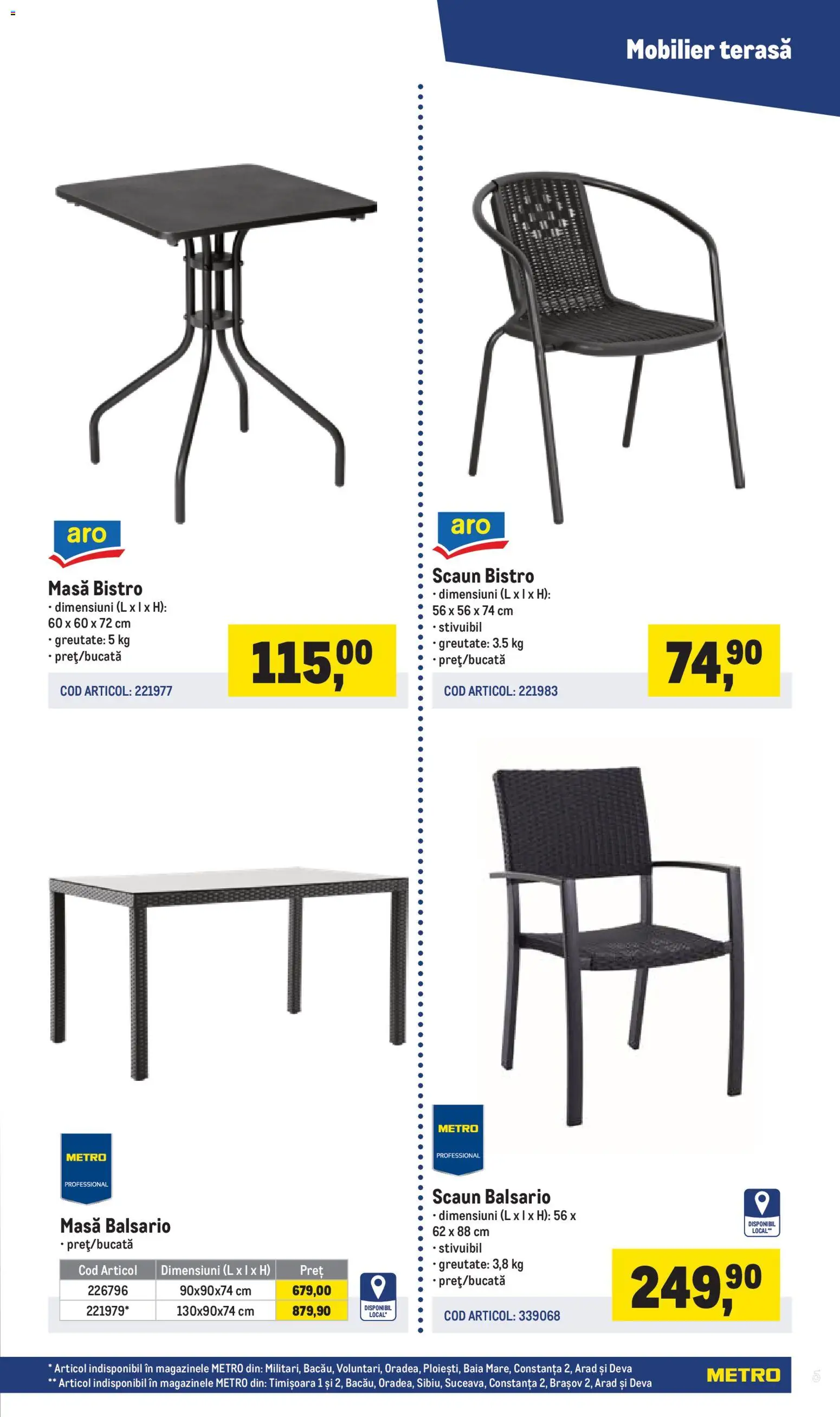 Catalog METRO 16 Martie - 29 Iunie 2026 | Pagina 5 | Produse: Masă, Scaun