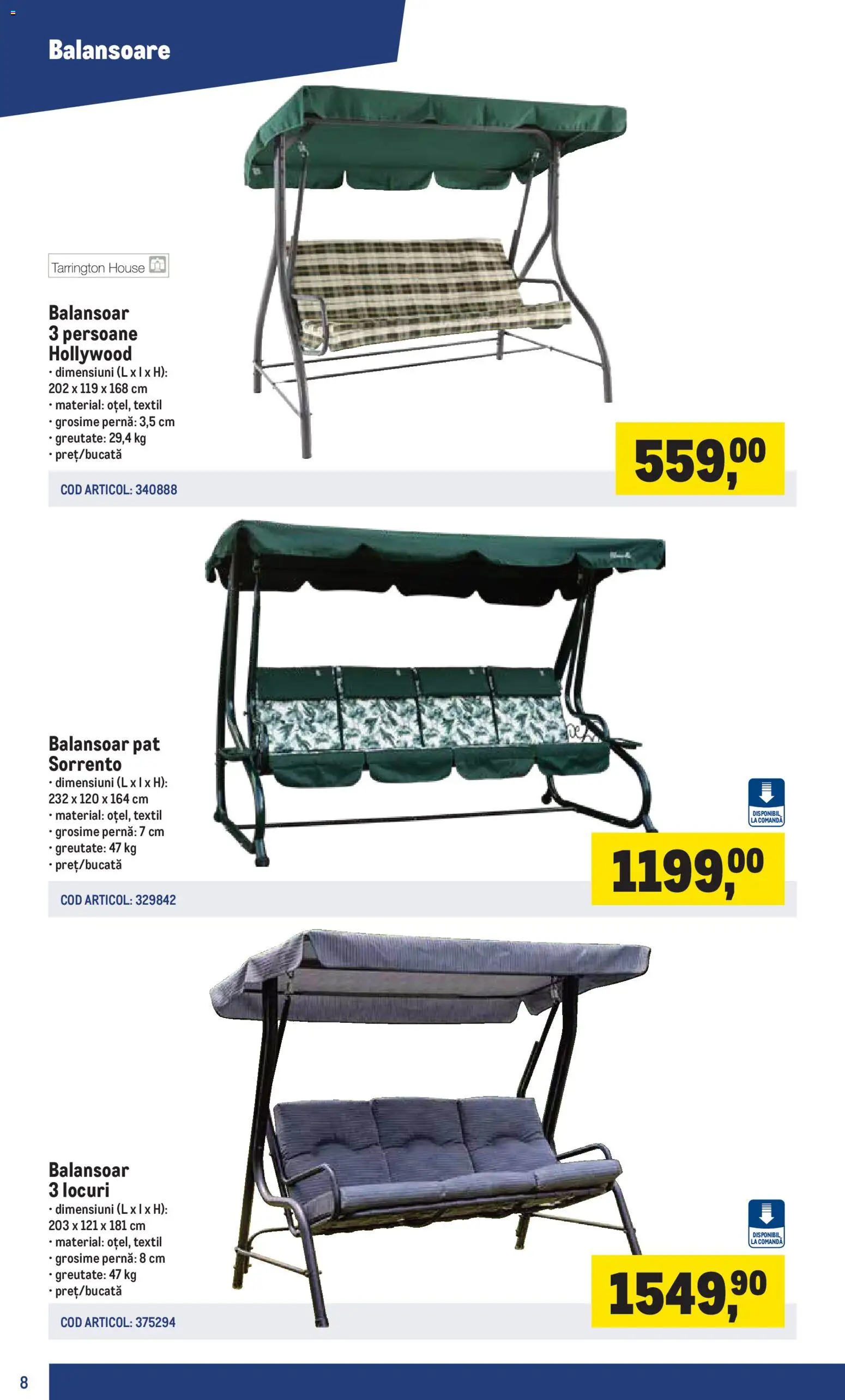 Catalog METRO 16 Martie - 29 Iunie 2026 | Pagina 8 | Produse: Pat, Pernă, Balansoar