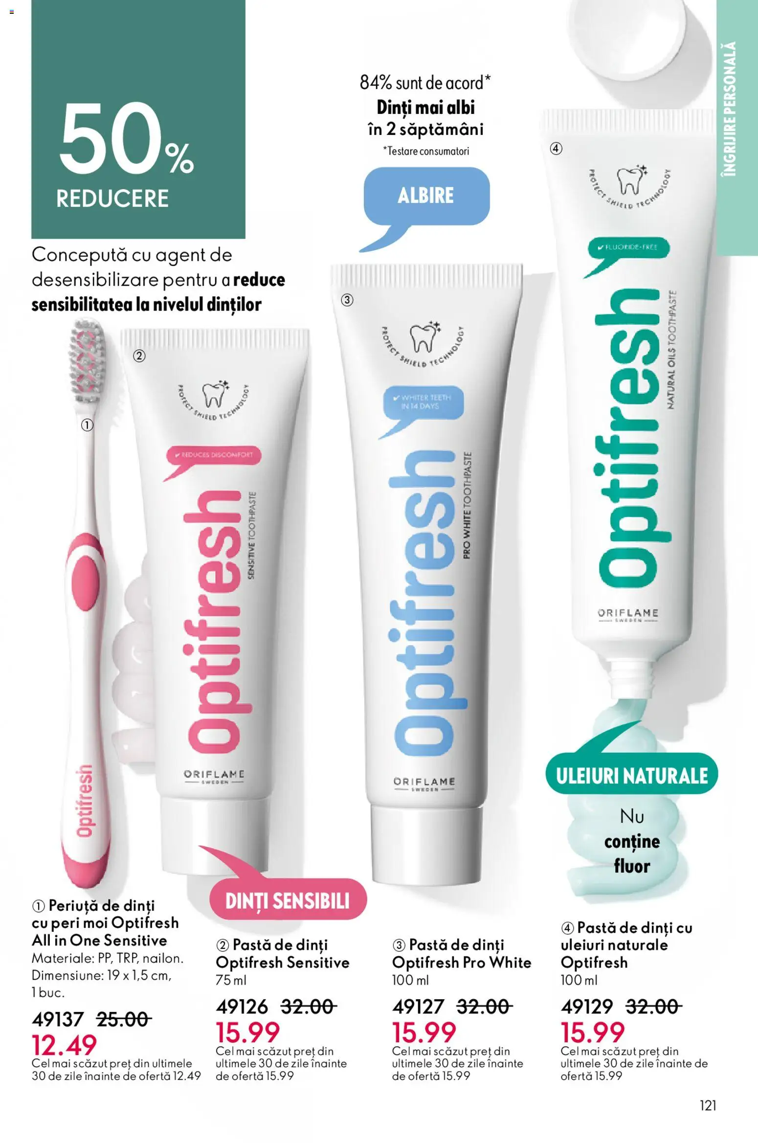 Catalog Oriflame 15 Aprilie - 4 Mai 2026 | Pagina 121 | Produse: Pastă de dinți, Periuță de dinți