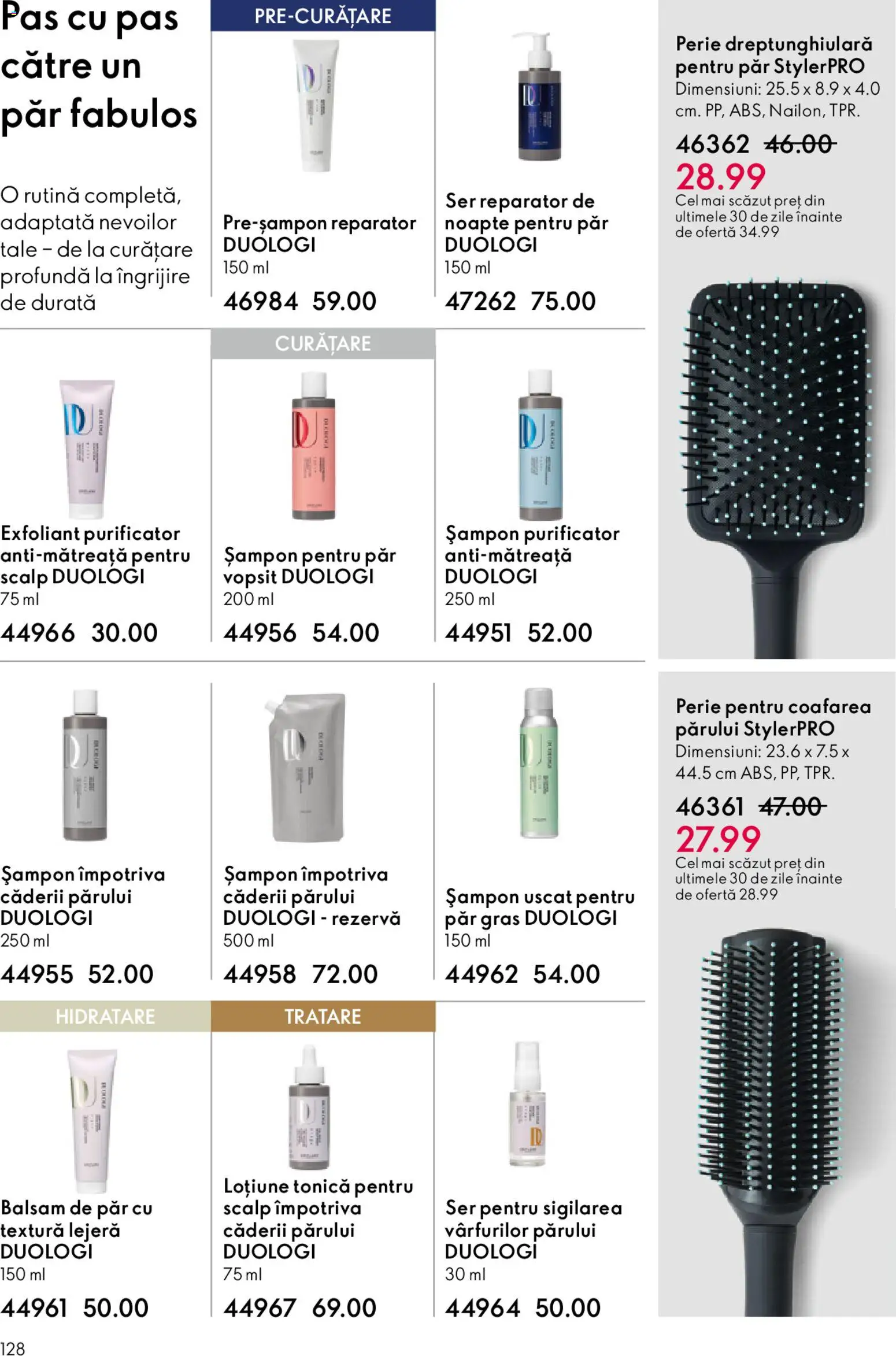 Catalog Oriflame 15 Aprilie - 4 Mai 2026 | Pagina 128 | Produse: Loțiune tonică, Perie, Balsam, Șampon uscat