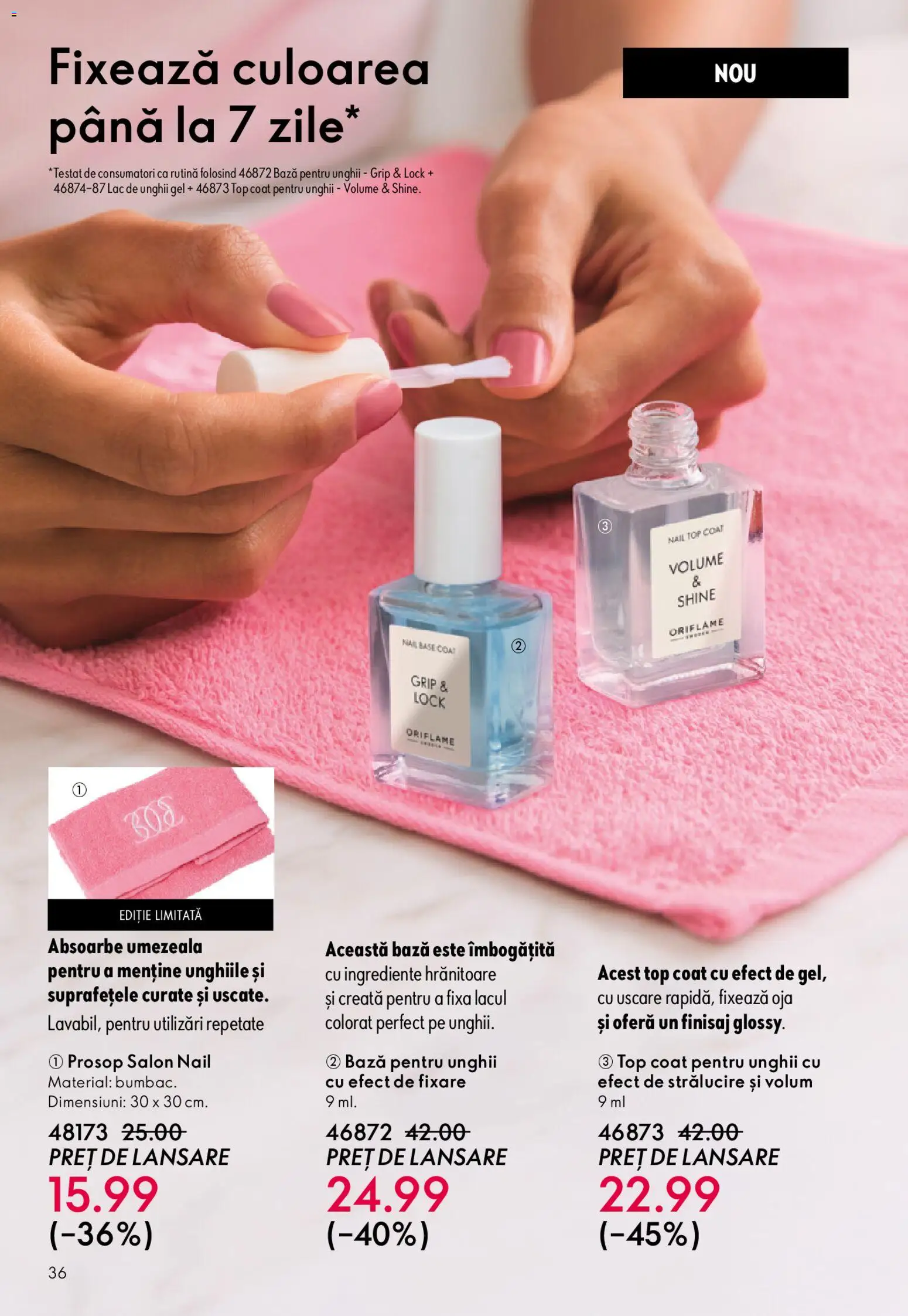 Catalog Oriflame 15 Aprilie - 4 Mai 2026 | Pagina 36 | Produse: Top coat, Top, Lac de unghii, Ojă