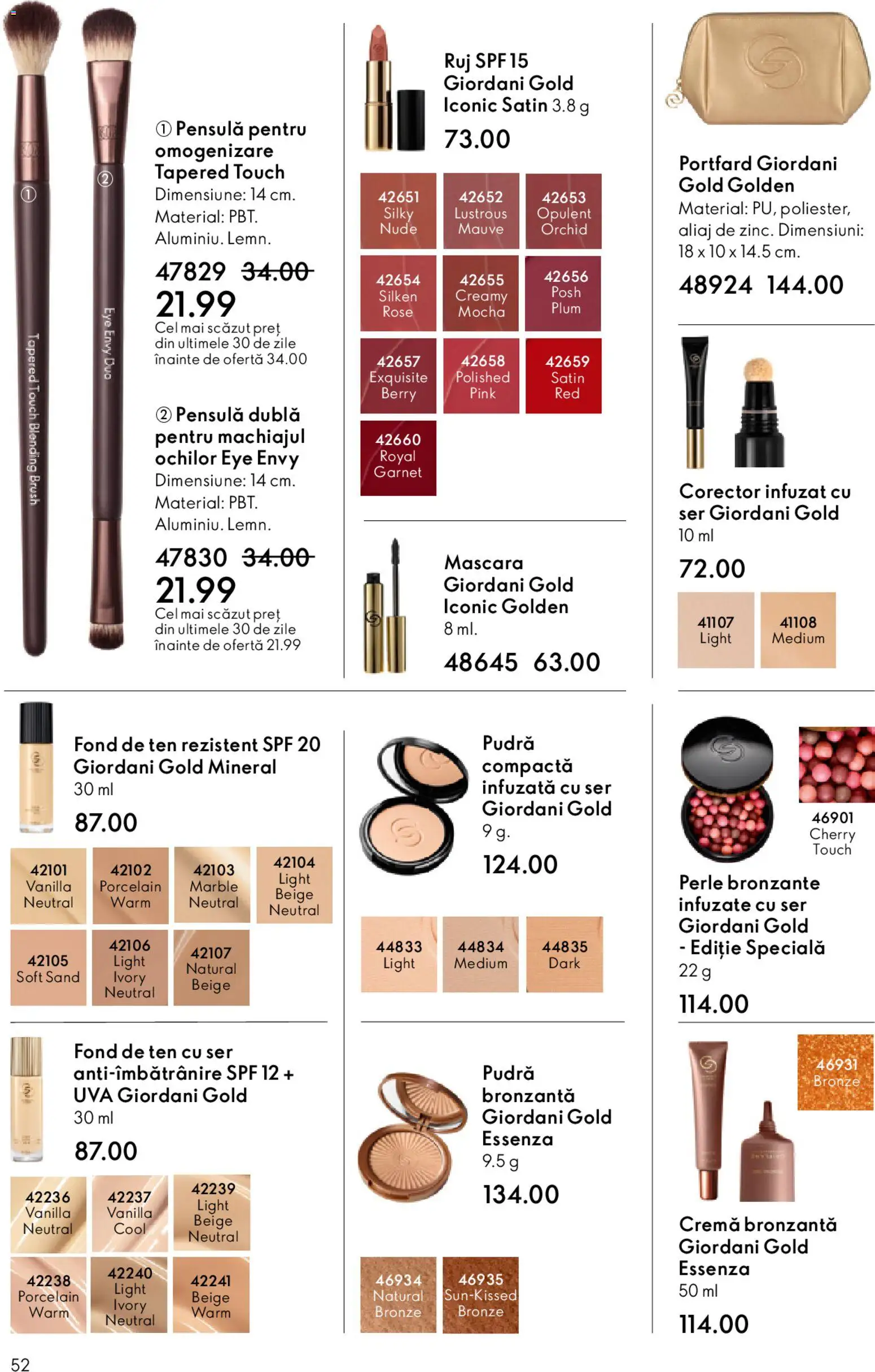 Catalog Oriflame 15 Aprilie - 4 Mai 2026 | Pagina 52 | Produse: Perle bronzante, Portfard, Akrilik boya, Mascara