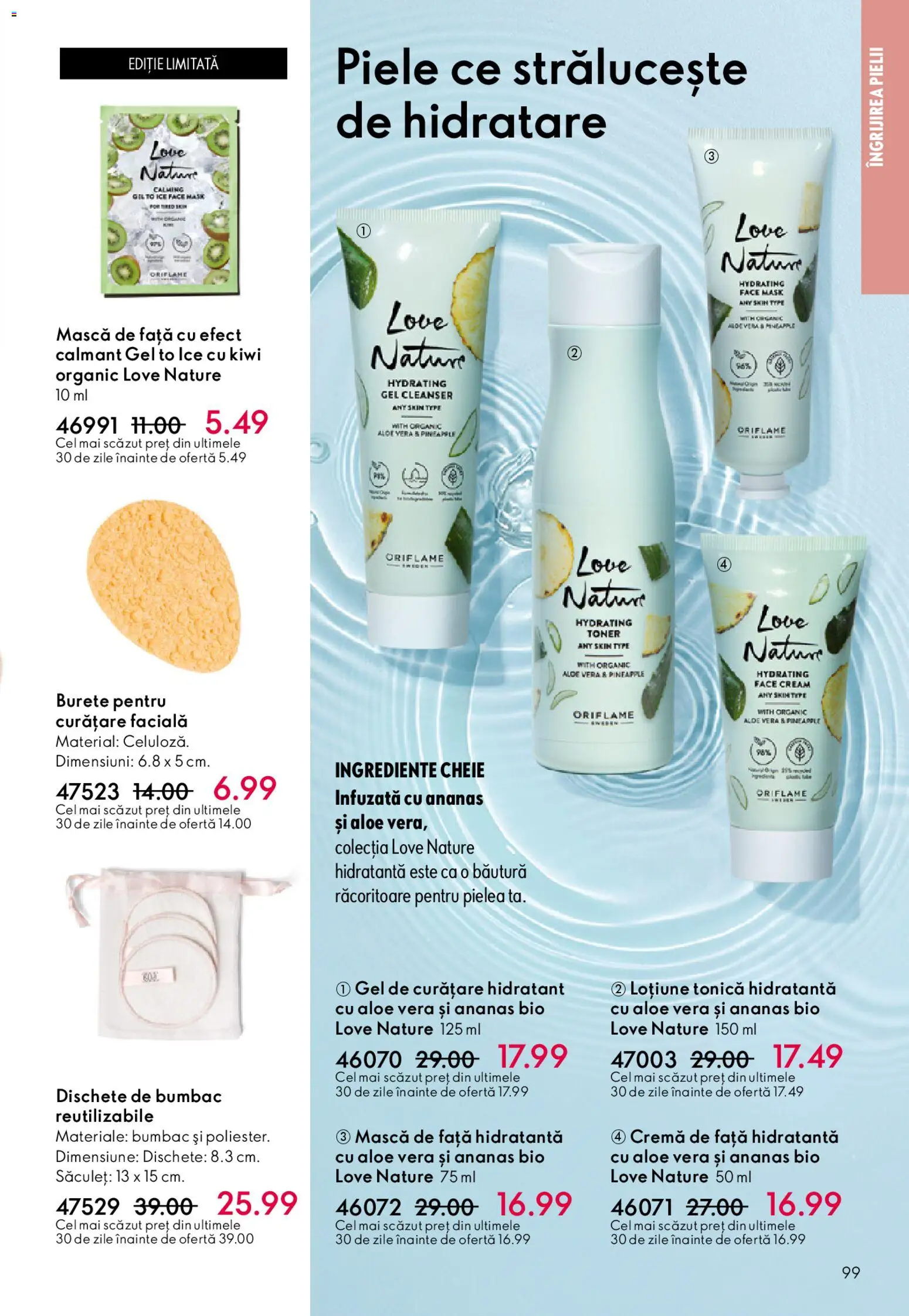 Catalog Oriflame 15 Aprilie - 4 Mai 2026 | Pagina 99 | Produse: Gel de curățare, Toner, Aloe vera, Burete