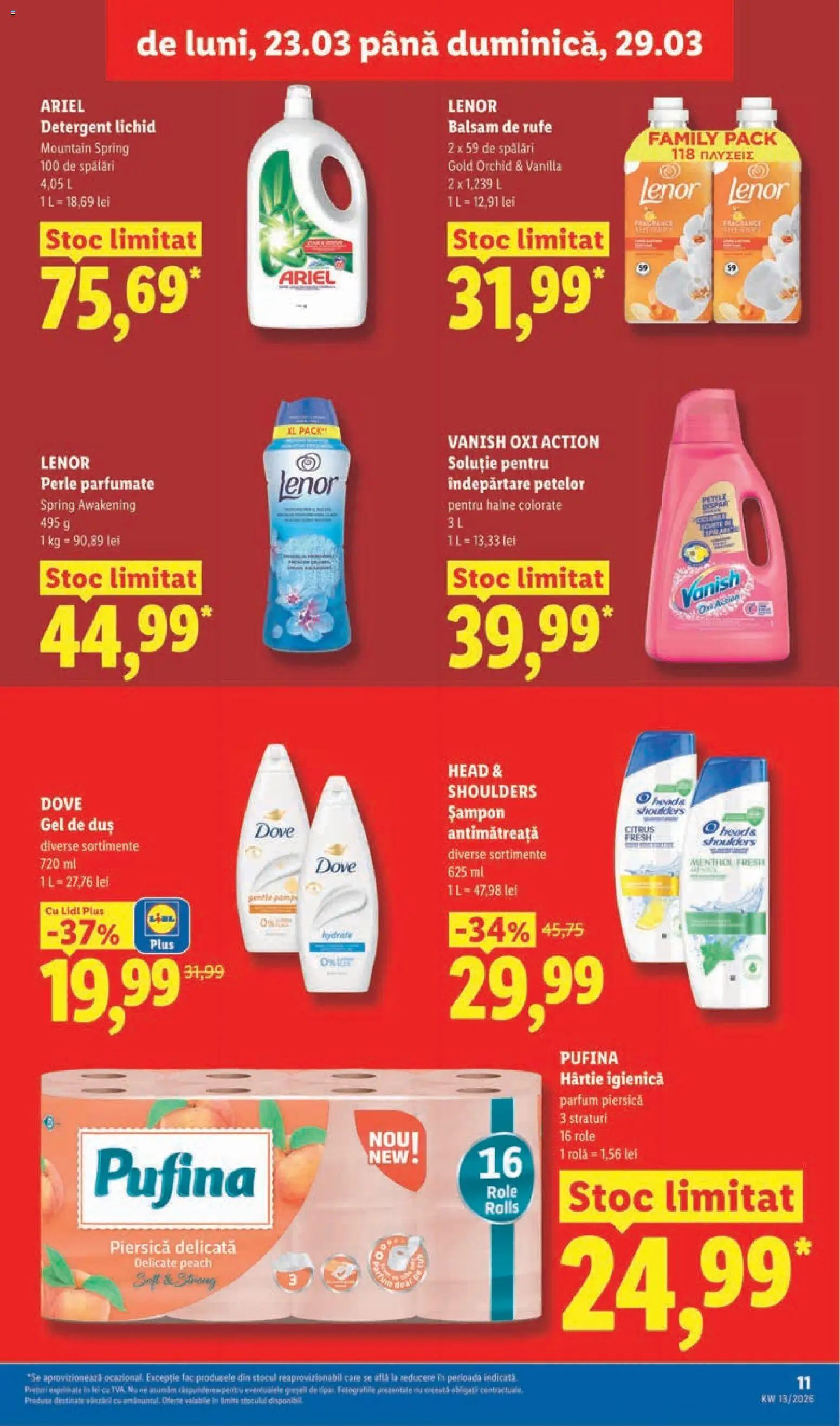 Catalog LIDL 23 - 28 Martie 2026 | Pagina 11 | Produse: Piersică, Role, Gel de duș, Balsam de rufe