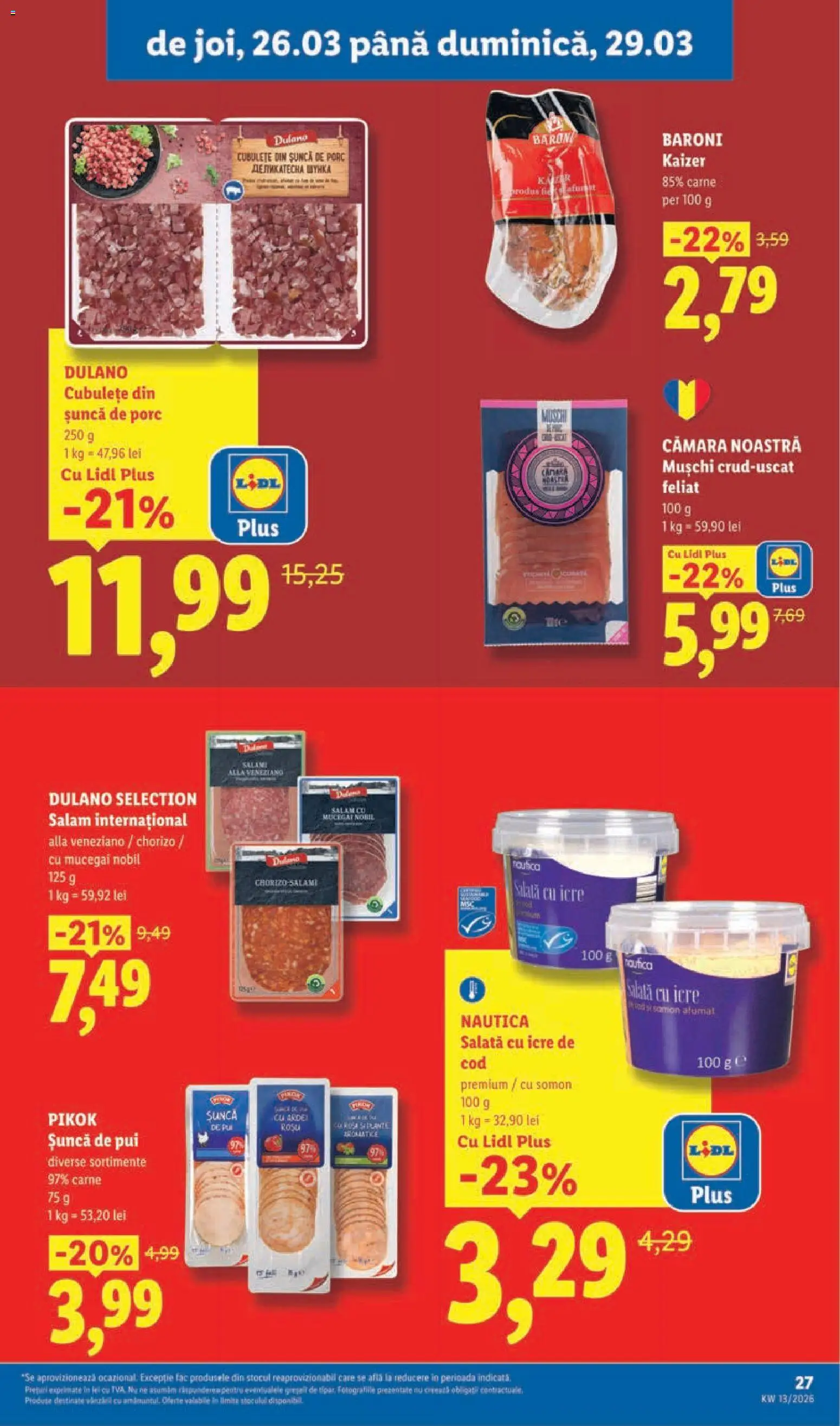 Catalog LIDL 23 - 28 Martie 2026 | Pagina 27 | Produse: Filtre kahve makinesi, Hacıyatmaz Kedi Oyuncağı, Salam, Salată cu icre