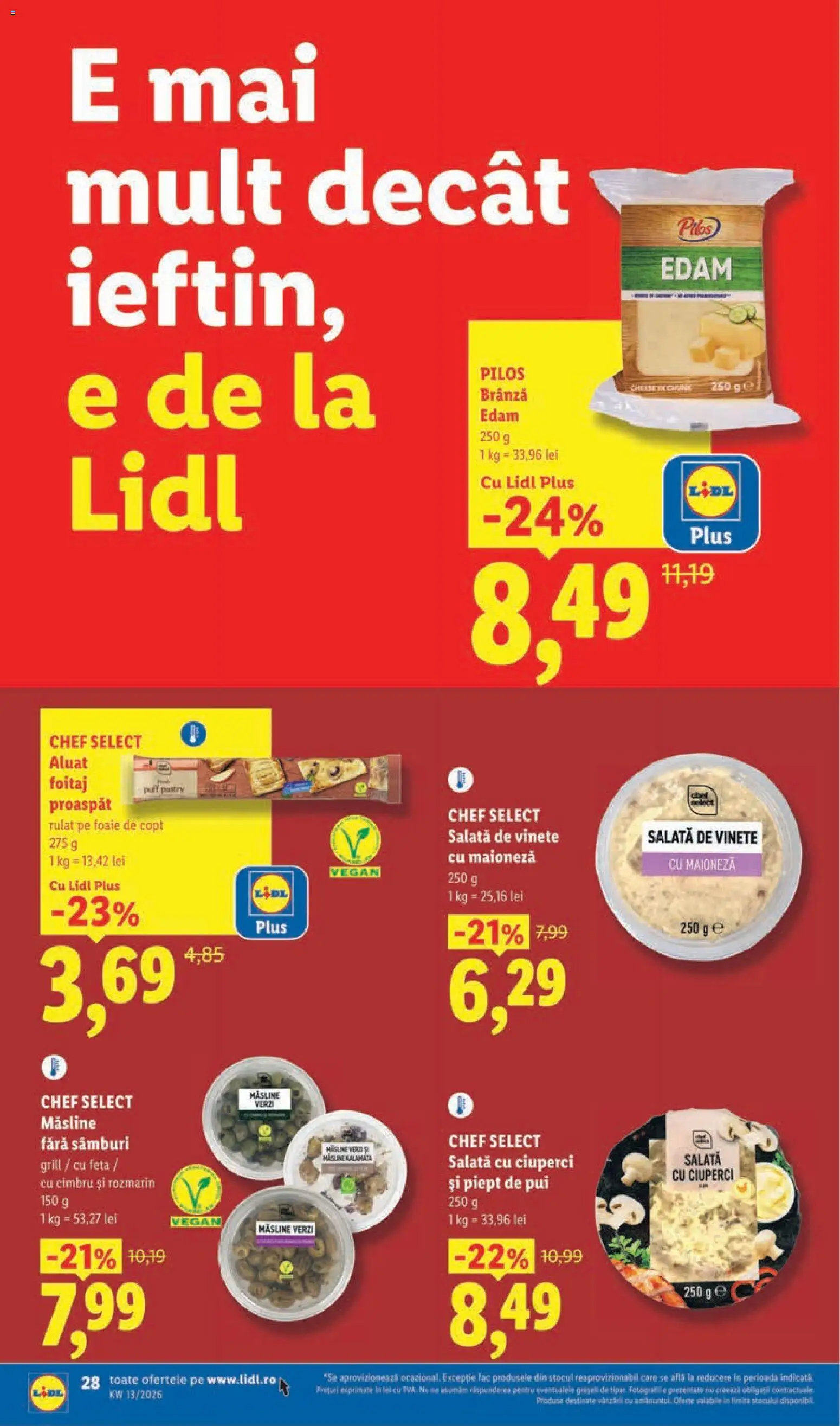 Catalog LIDL 23 - 28 Martie 2026 | Pagina 28 | Produse: Măsline, Aluat, Brânză, Salată