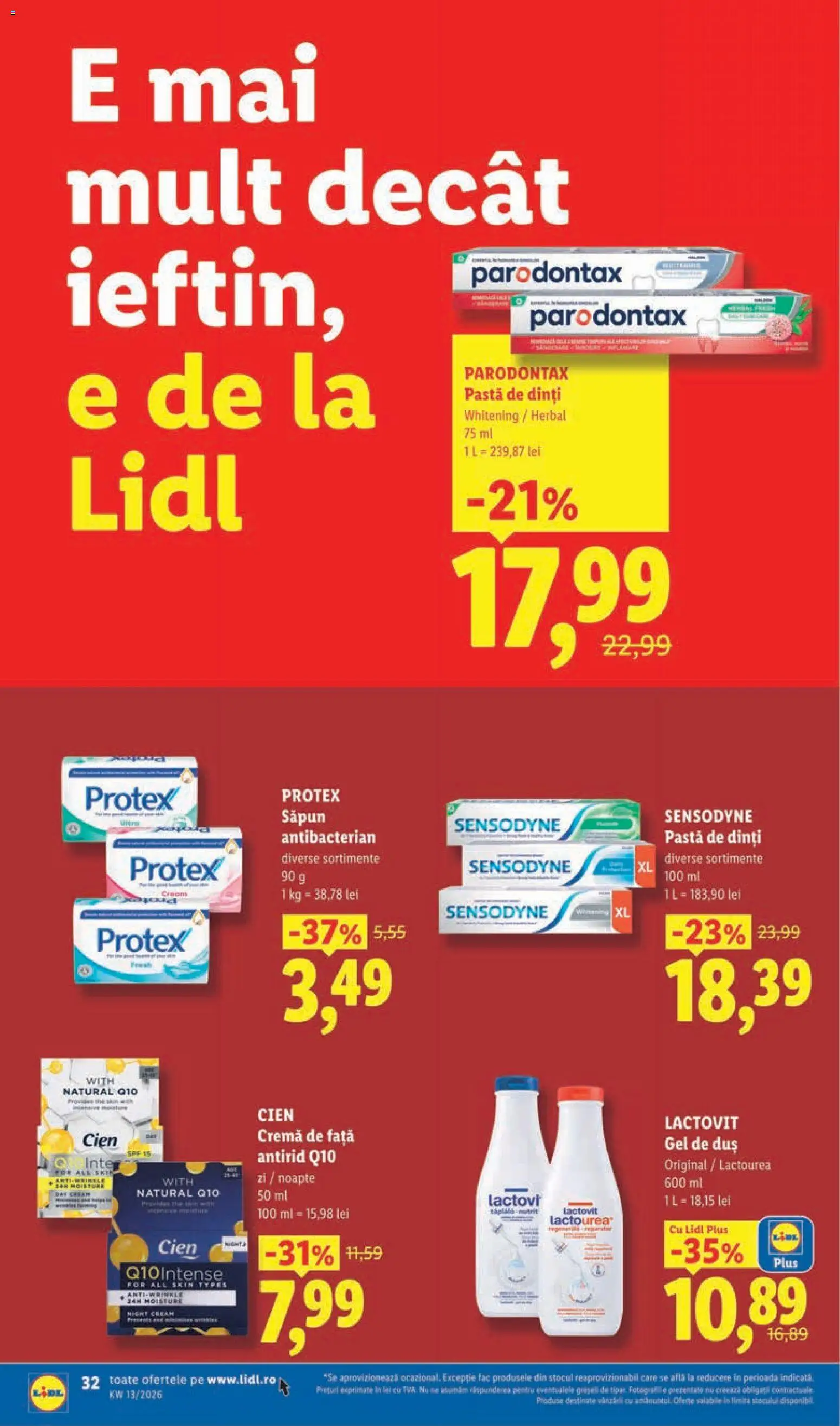 Catalog LIDL 23 - 28 Martie 2026 | Pagina 32 | Produse: Cremă, Săpun, Gel de duș, Pastă de dinți