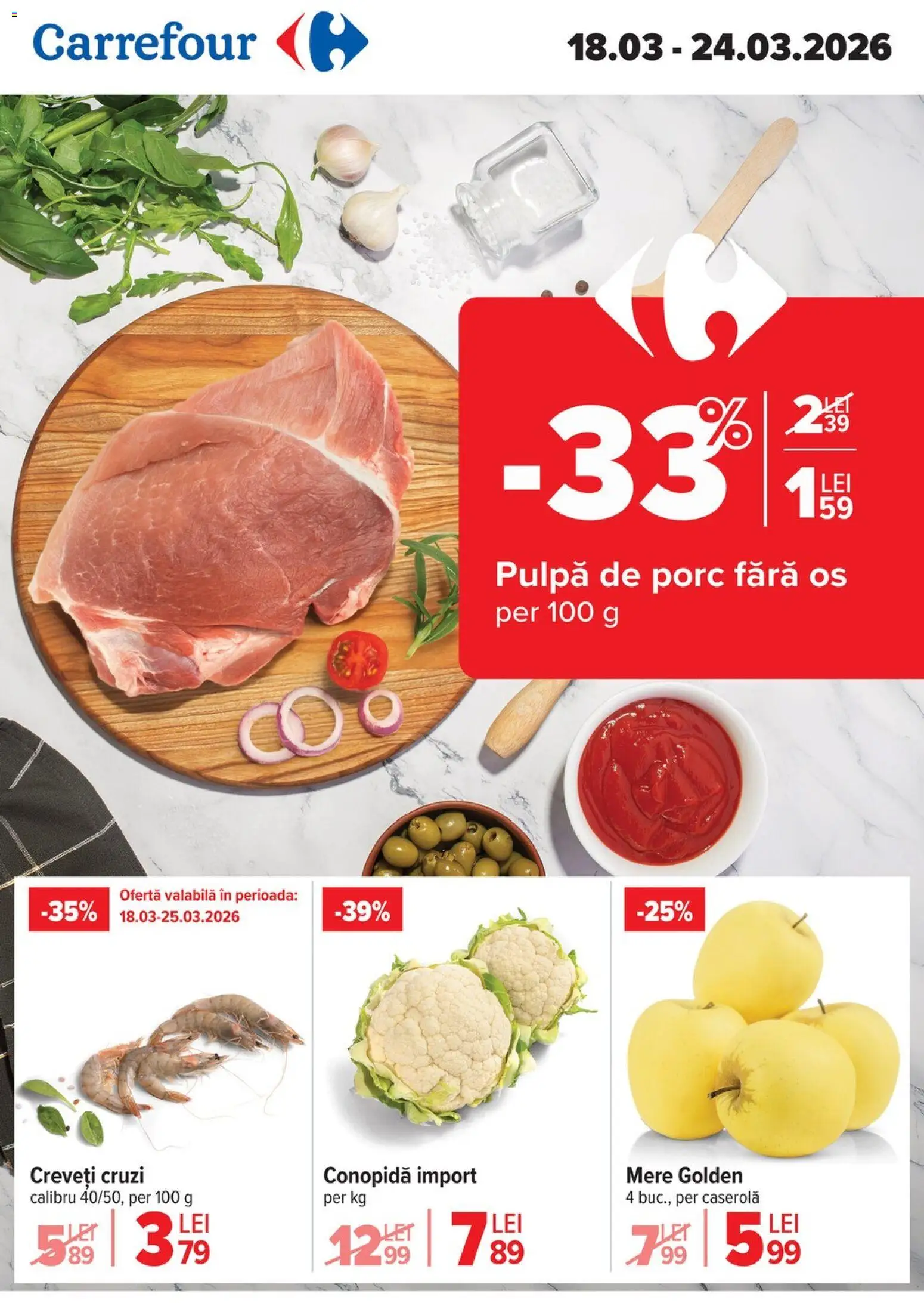Catalog Carrefour 18 - 23 Martie 2026 | Pagina 1 | Produse: Conopidă, Mere