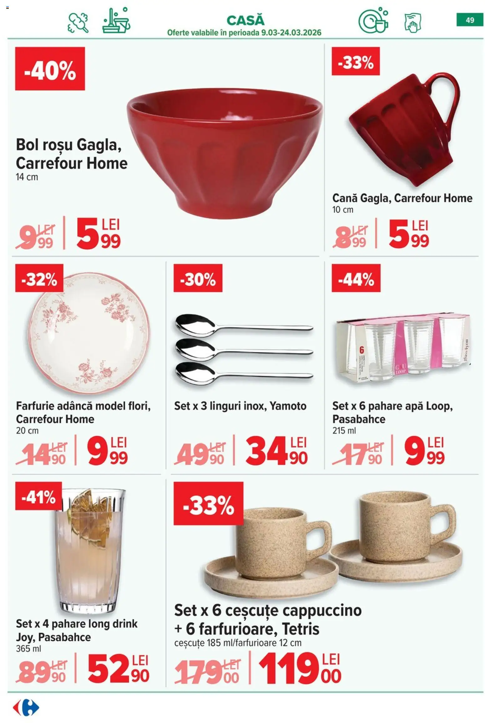 Catalog Carrefour 18 - 23 Martie 2026 | Pagina 55 | Produse: Linguri, Bol, Farfurie, Apă