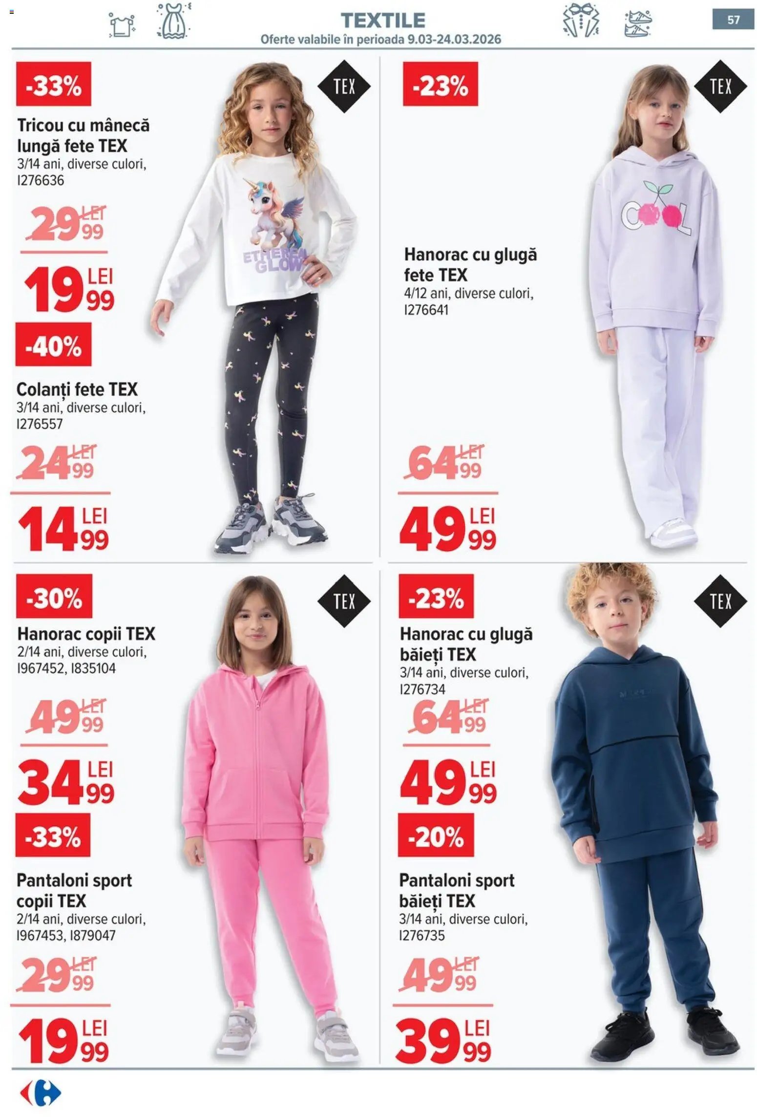 Catalog Carrefour 18 - 23 Martie 2026 | Pagina 63 | Produse: Tricou, Hanorac cu glugă, Pantaloni, Keşe