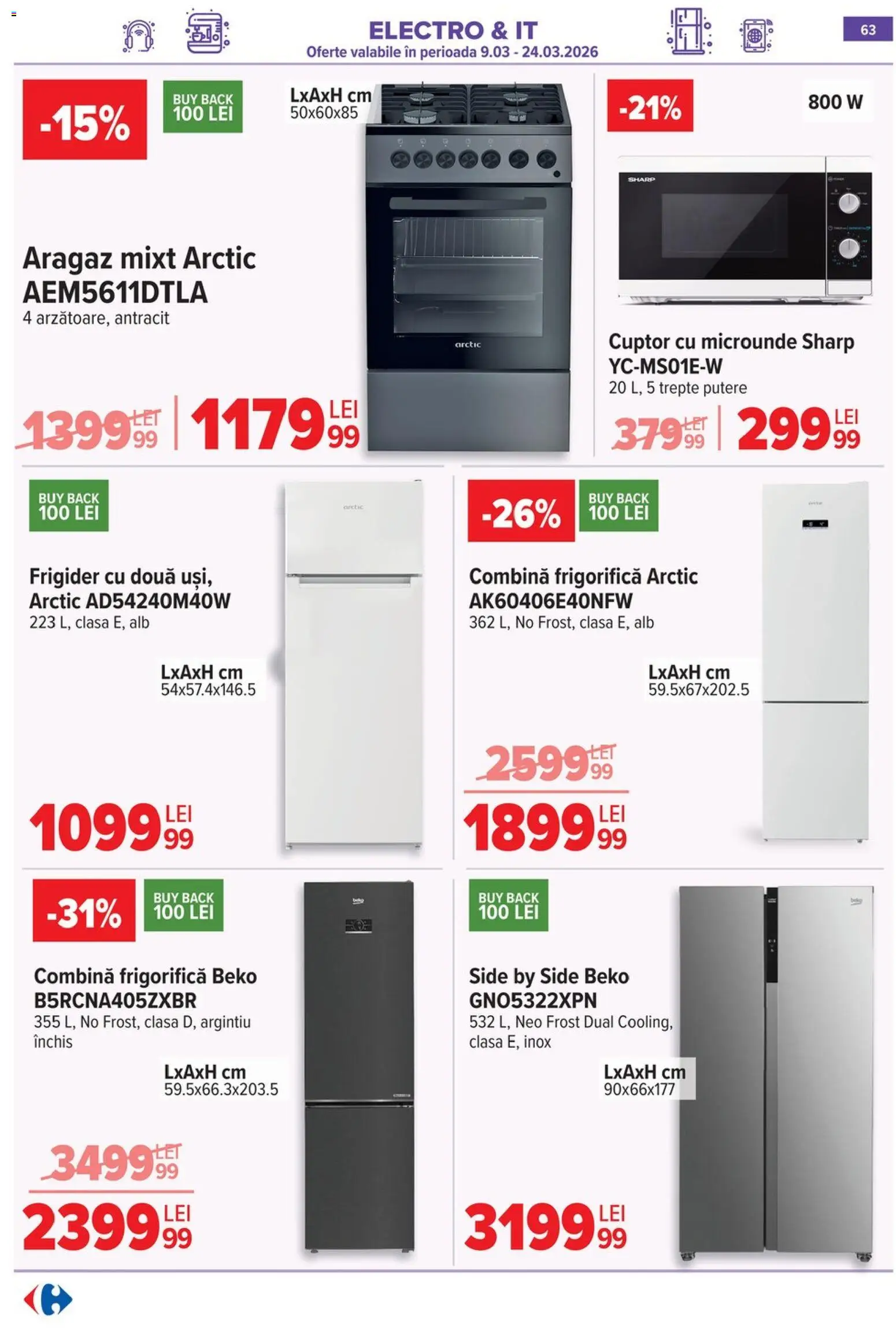 Catalog Carrefour 18 - 23 Martie 2026 | Pagina 69 | Produse: Frigider, Cuptor, Cuptor Cu Microunde, Combină frigorifică