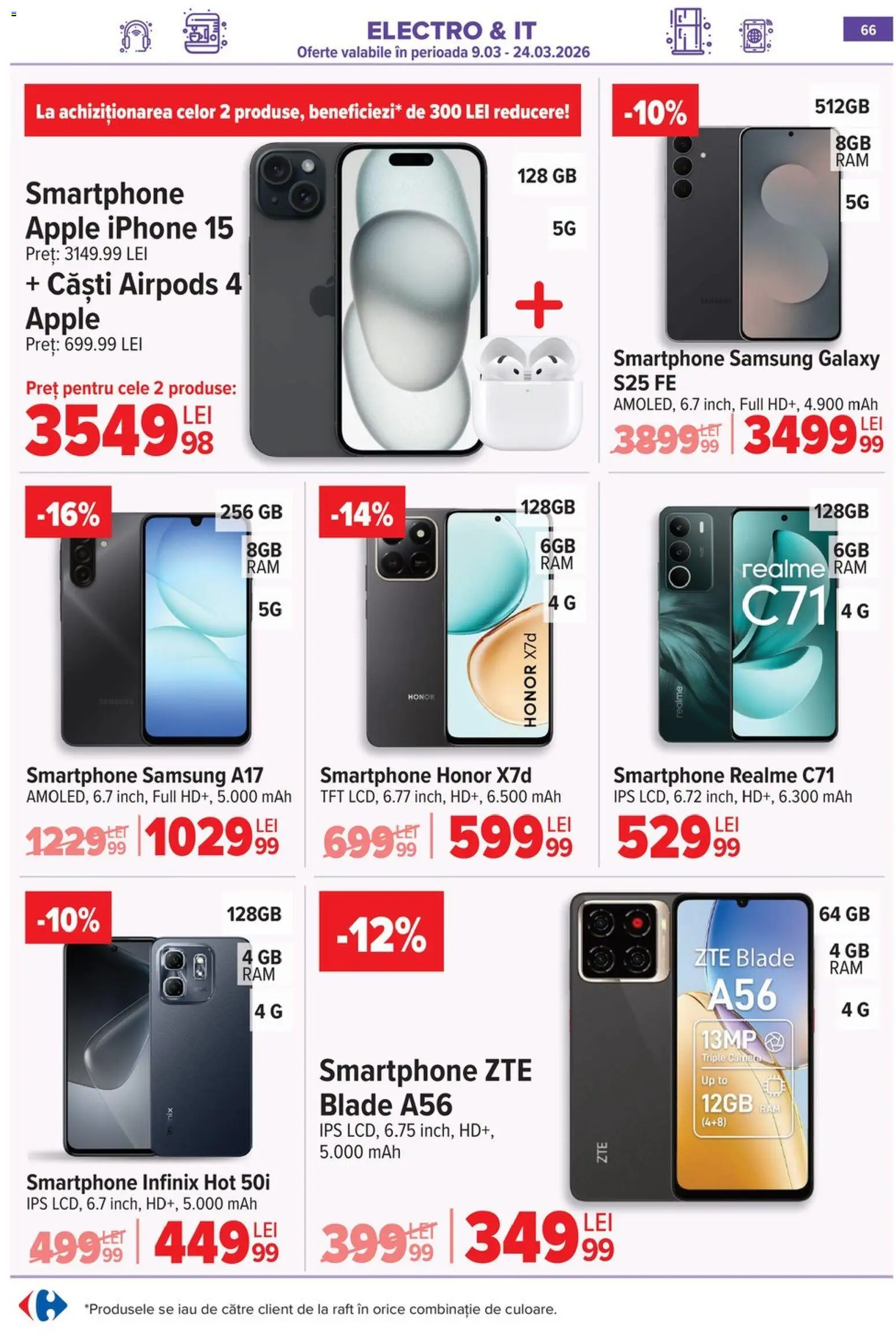 Catalog Carrefour 18 - 23 Martie 2026 | Pagina 72 | Produse: Smartphone, Căști, Cameră, Apple