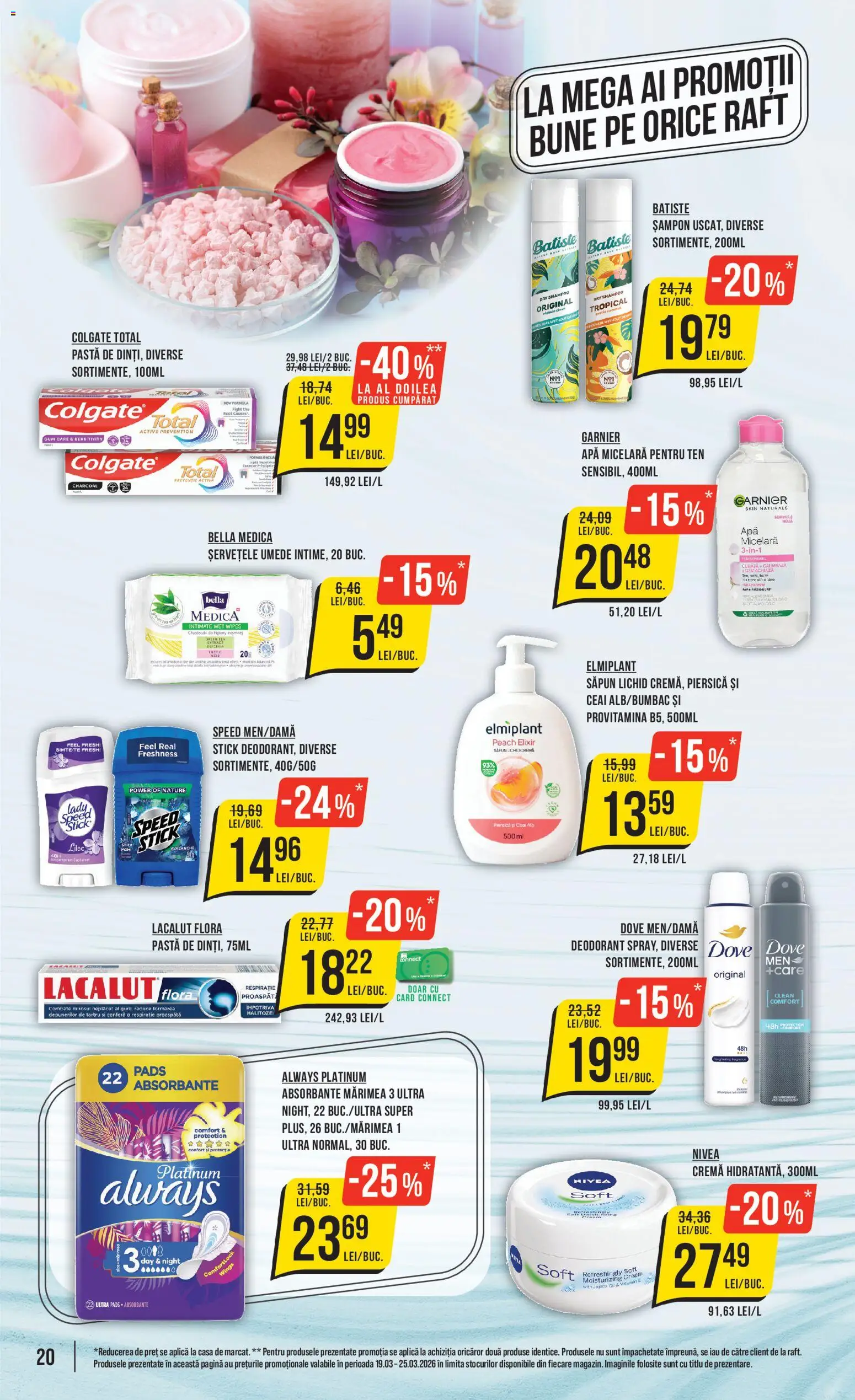 Catalog Mega Image 19 - 24 Martie 2026 | Pagina 20 | Produse: Cremă, Ceai, Săpun lichid, Absorbante
