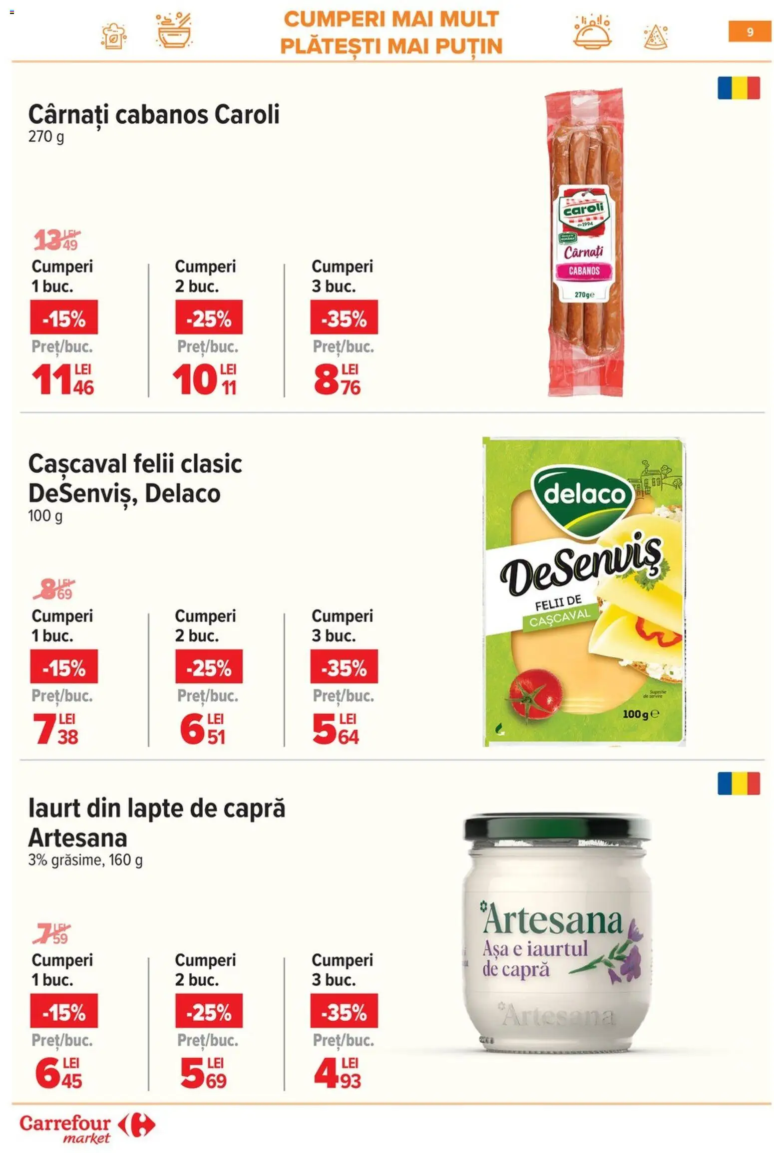 Catalog Carrefour 18 - 23 Martie 2026 | Pagina 12 | Produse: Light Kedi Konservesi, Cașcaval, Lapte, Cârnați