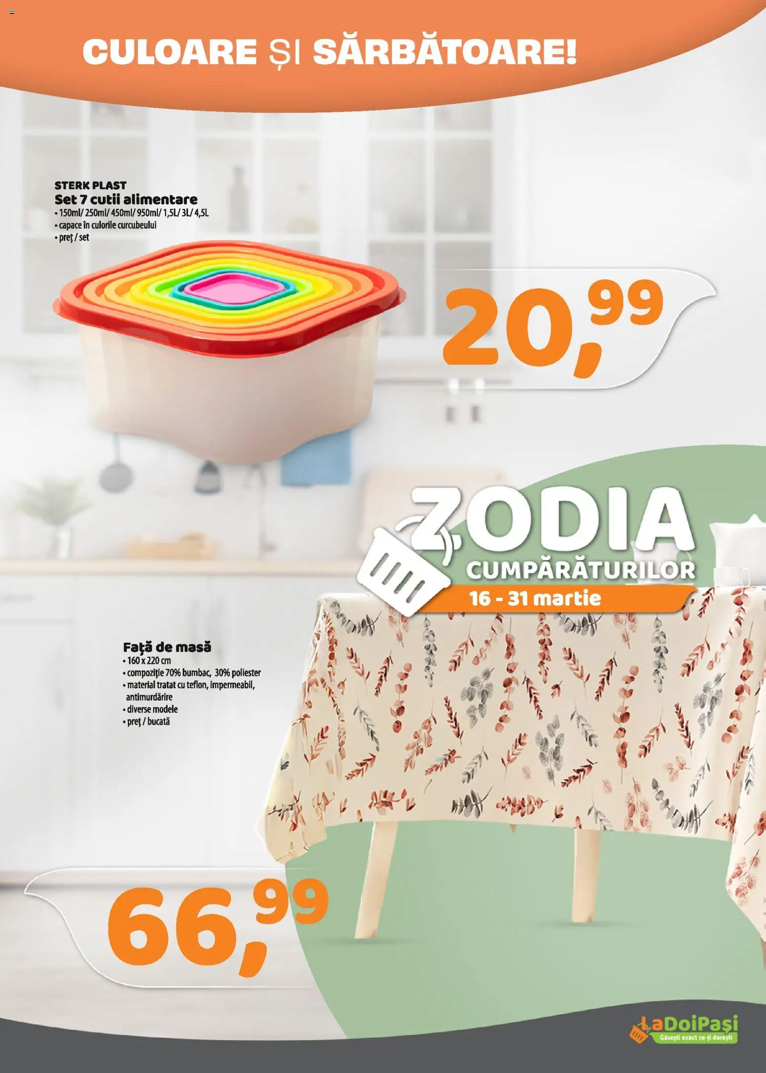 Catalog La Doi Pași 16 - 30 Martie 2026 | Pagina 10 | Produse: Față de masă, Masă