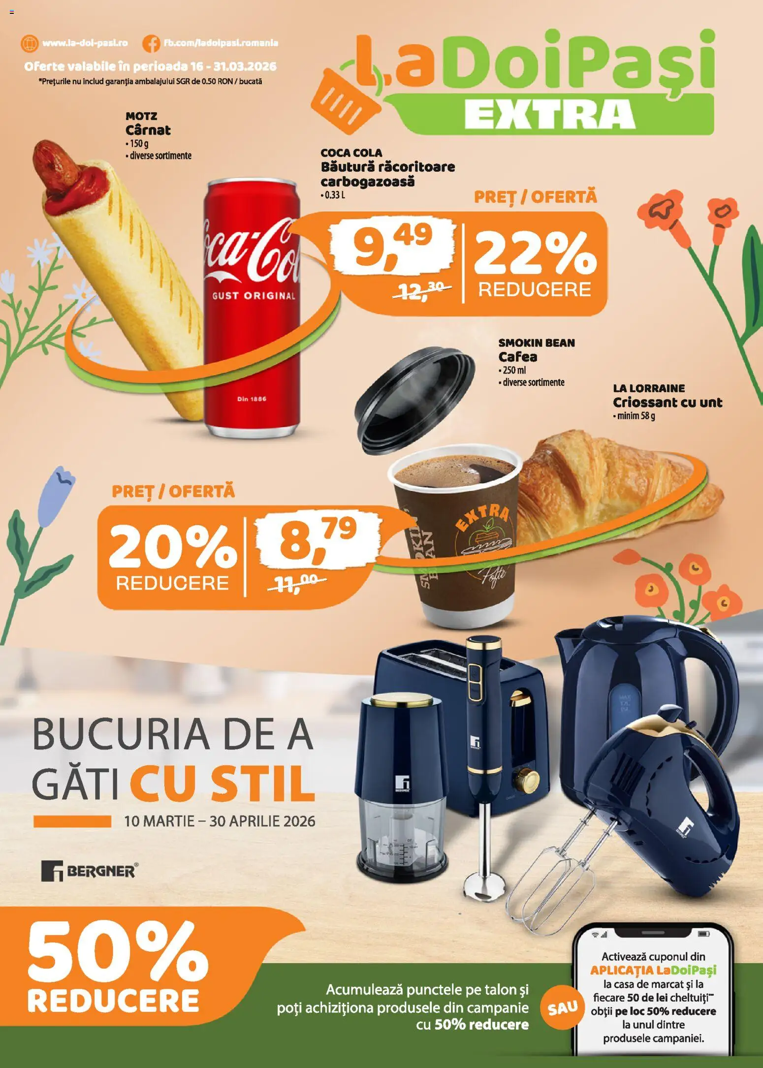 Catalog La Doi Pași 16 - 30 Martie 2026 | Pagina 1 | Produse: Amerikan servis, Unt, Cafea