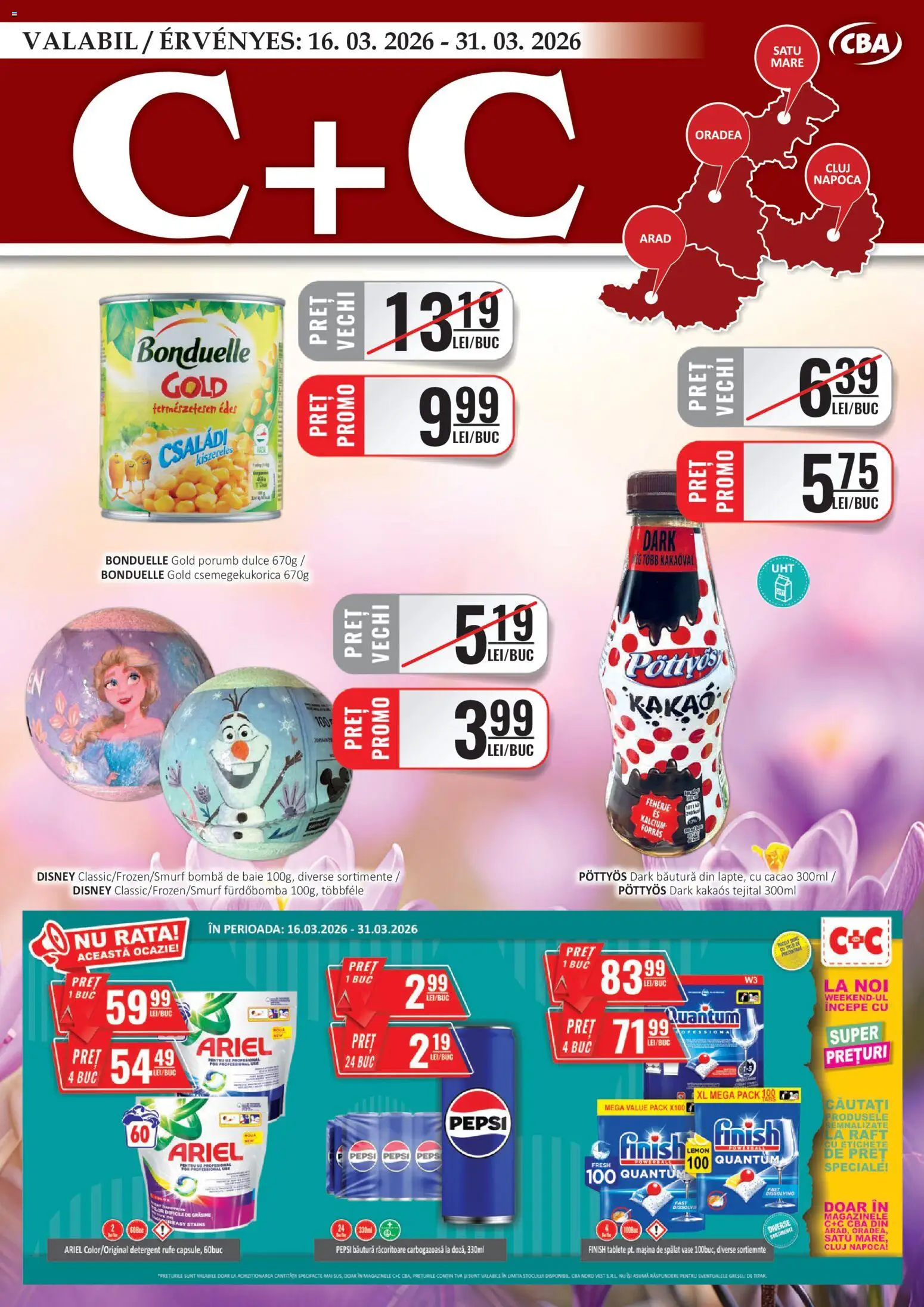 Catalog CBA 16 - 30 Martie 2026 | Pagina 1 | Produse: Mașină De Spălat Vase, Raft, Detergent, Porumb