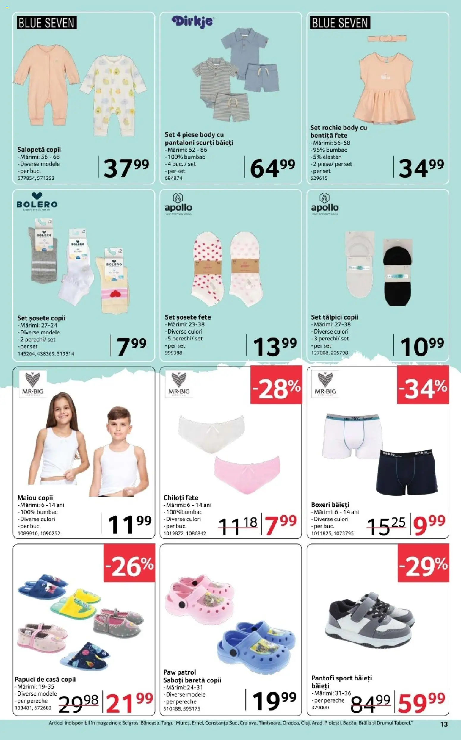 Catalog Selgros 20 Martie - 1 Aprilie 2026 | Pagina 13 | Produse: Tălpici, Pantaloni, Șosete, Papuci