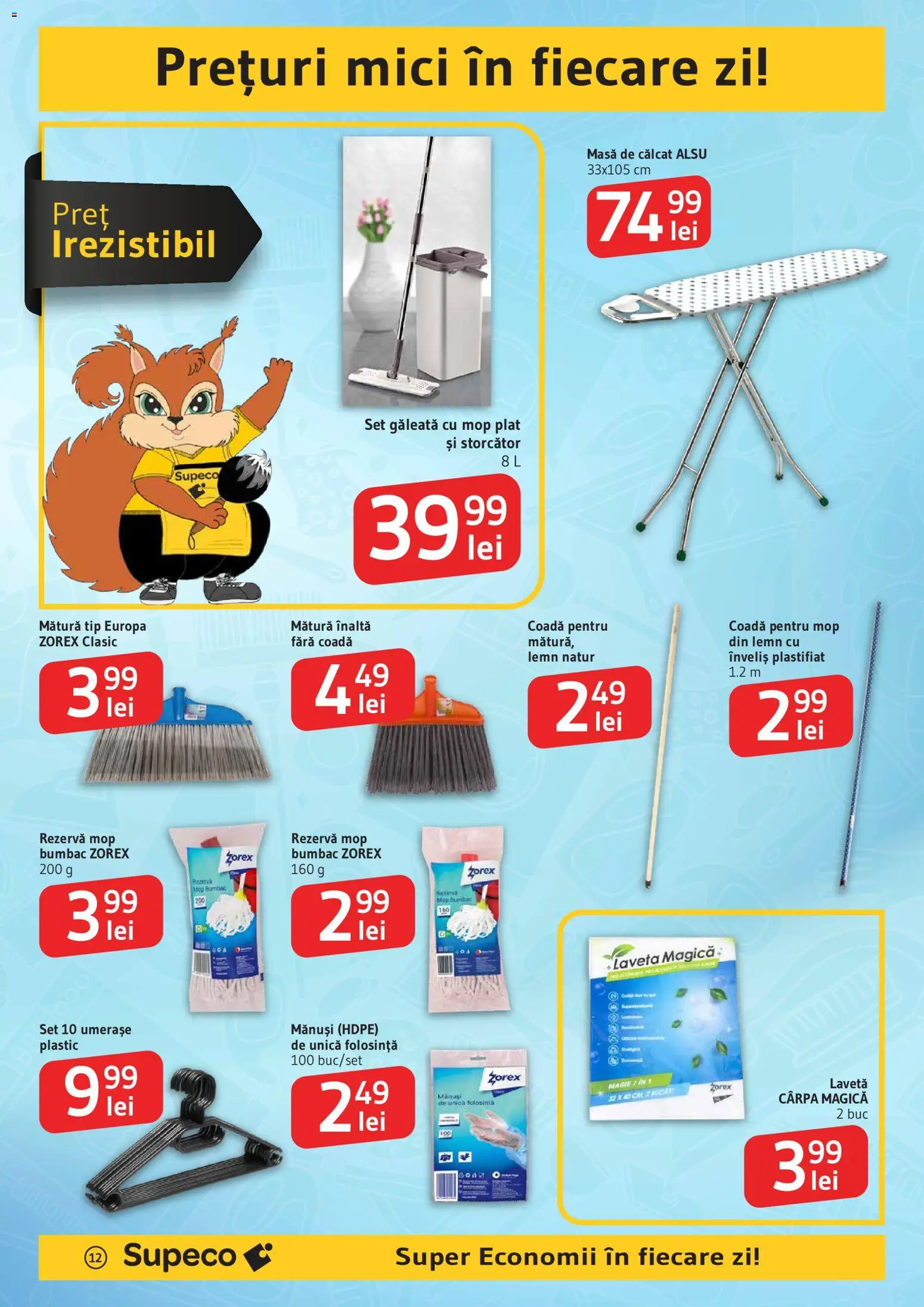 Catalog Supeco 19 Martie - 7 Aprilie 2026 | Pagina 12 | Produse: Mop, Mătură, Mici, Masă de călcat