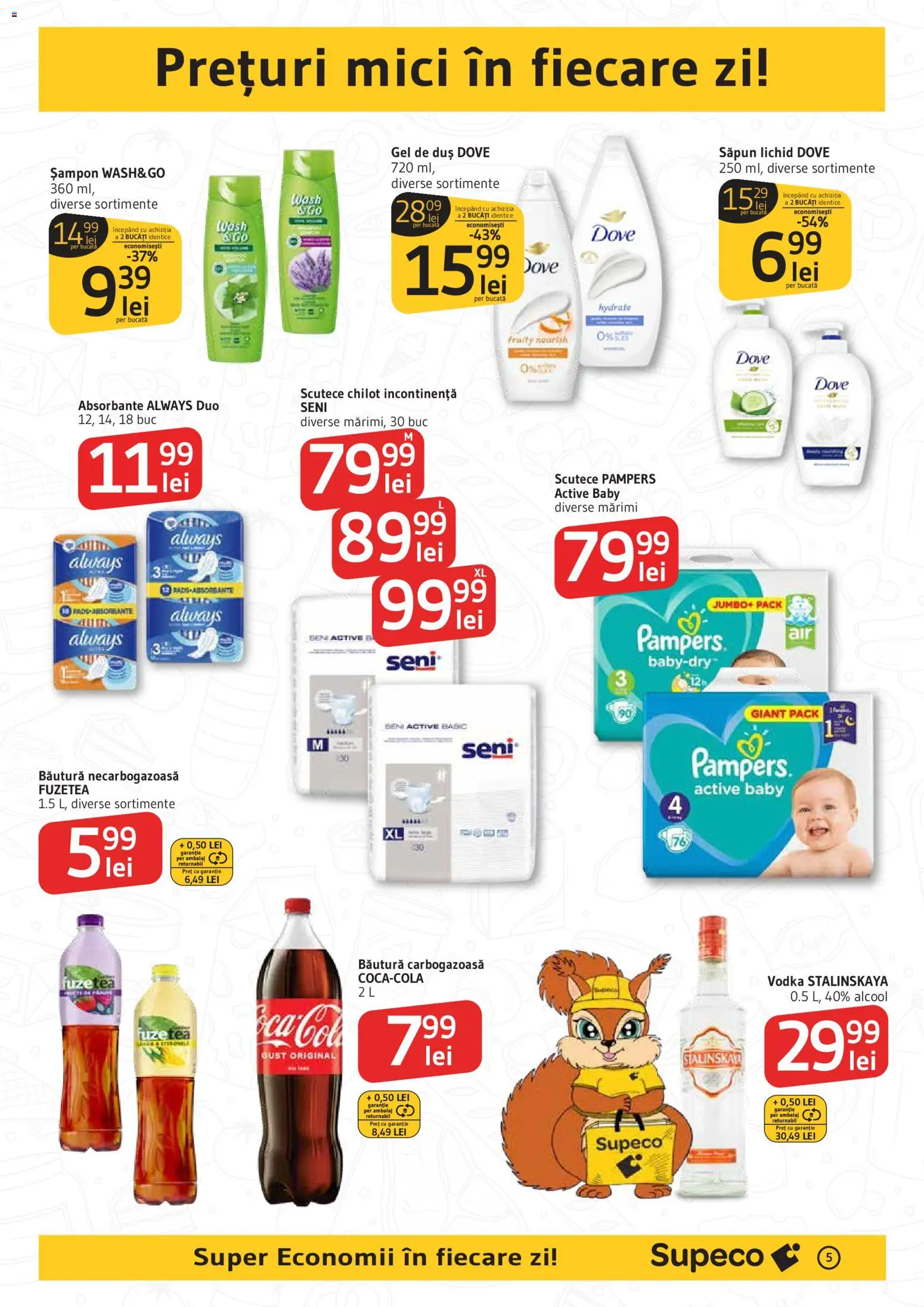 Catalog Supeco 19 - 31 Martie 2026 | Pagina 5 | Produse: Duș, Gel de duș, Absorbante, Vodka