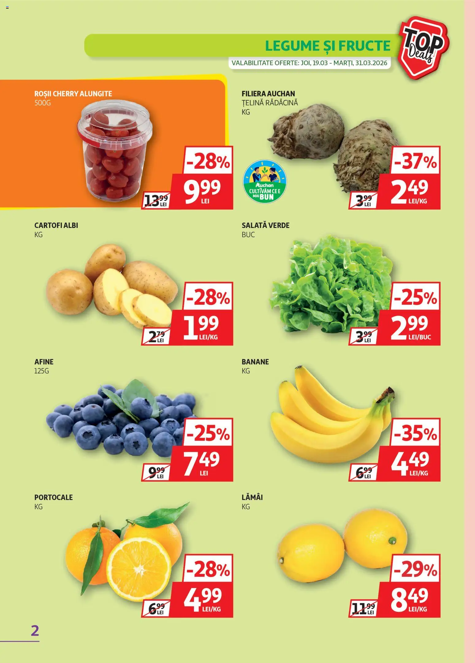 Catalog Auchan 19 - 30 Martie 2026 | Pagina 2 | Produse: Afine, Țelină, Portocale, Salată
