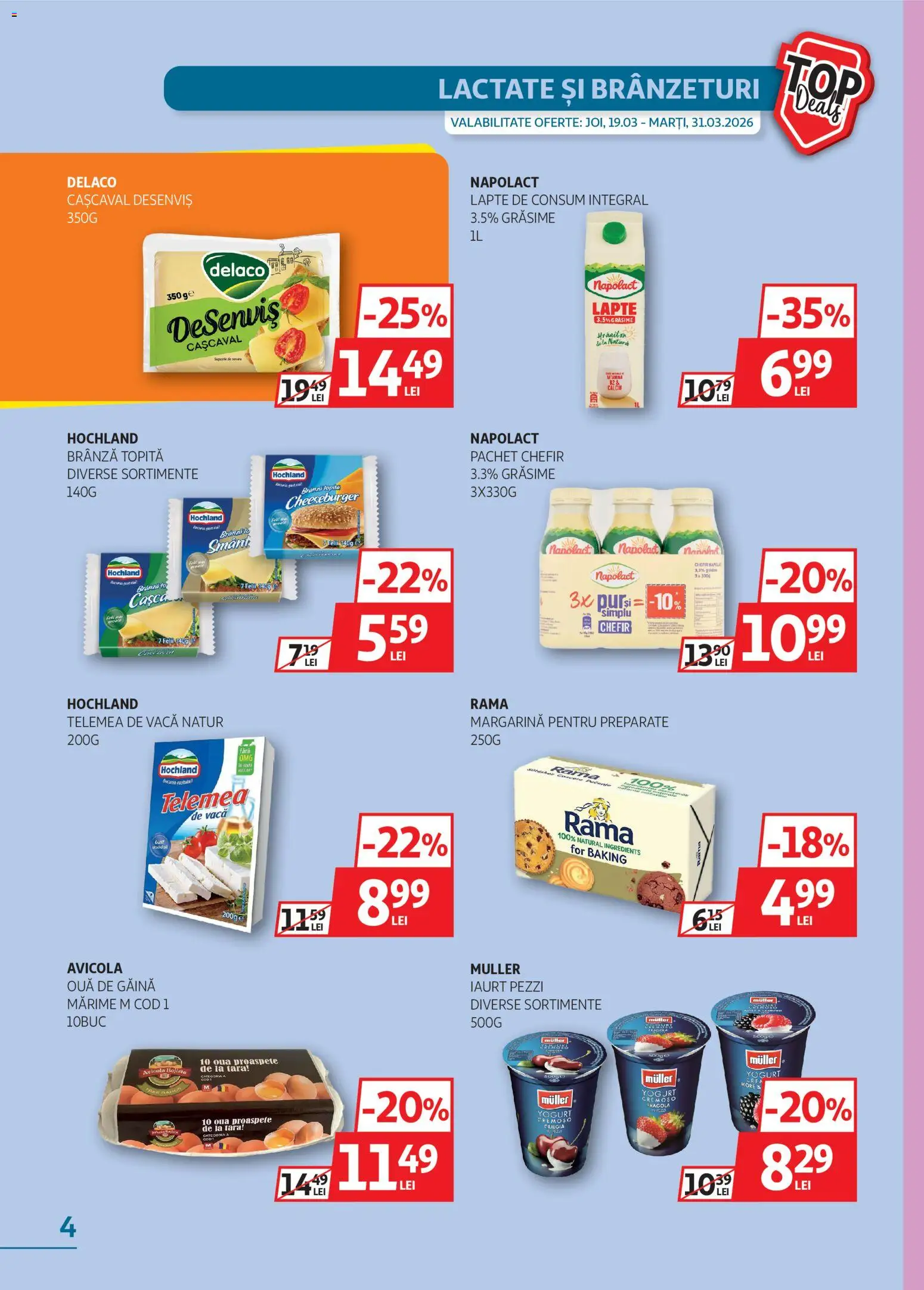 Catalog Auchan 19 - 30 Martie 2026 | Pagina 4 | Produse: Light Kedi Konservesi, Lapte, Brânză, Iaurt