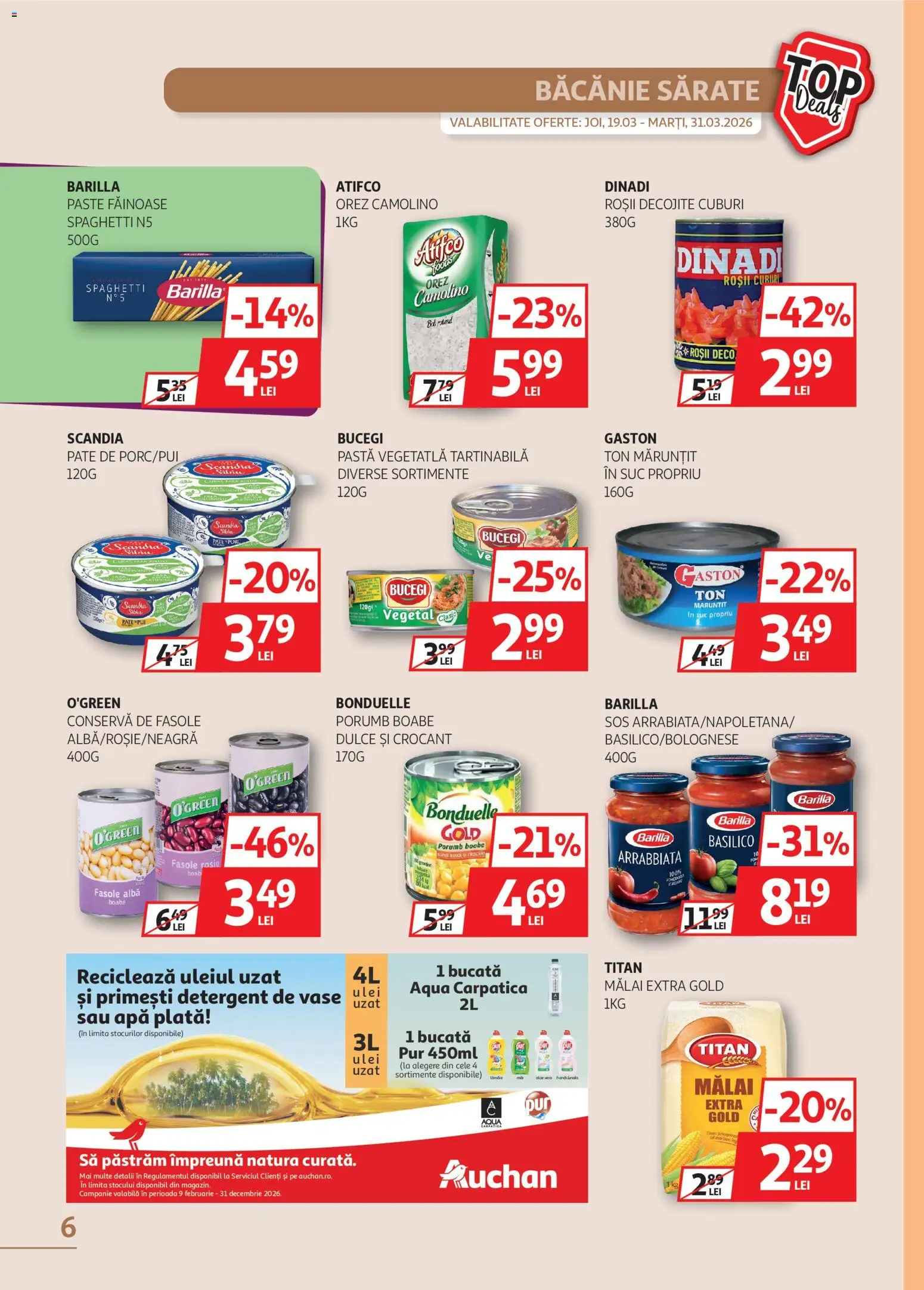 Catalog Auchan 19 - 30 Martie 2026 | Pagina 6 | Produse: Detergent de vase, Pate, Mălai, Fasole albă
