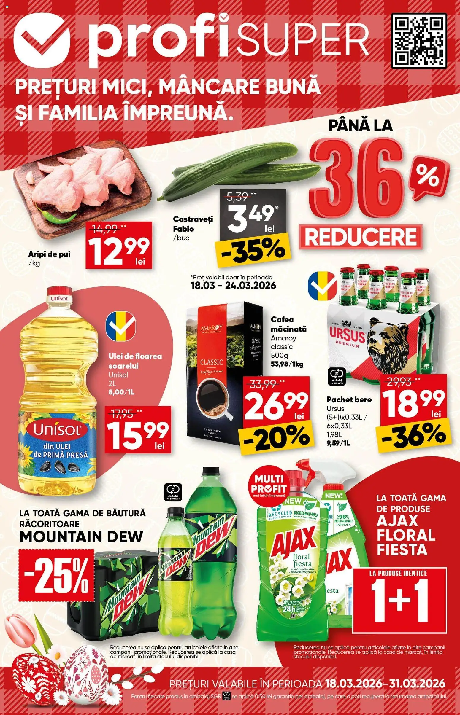 Catalog Profi 18 - 30 Martie 2026 | Pagina 1 | Produse: Presă, Hacıyatmaz Kedi Oyuncağı, Ulei, Castraveți