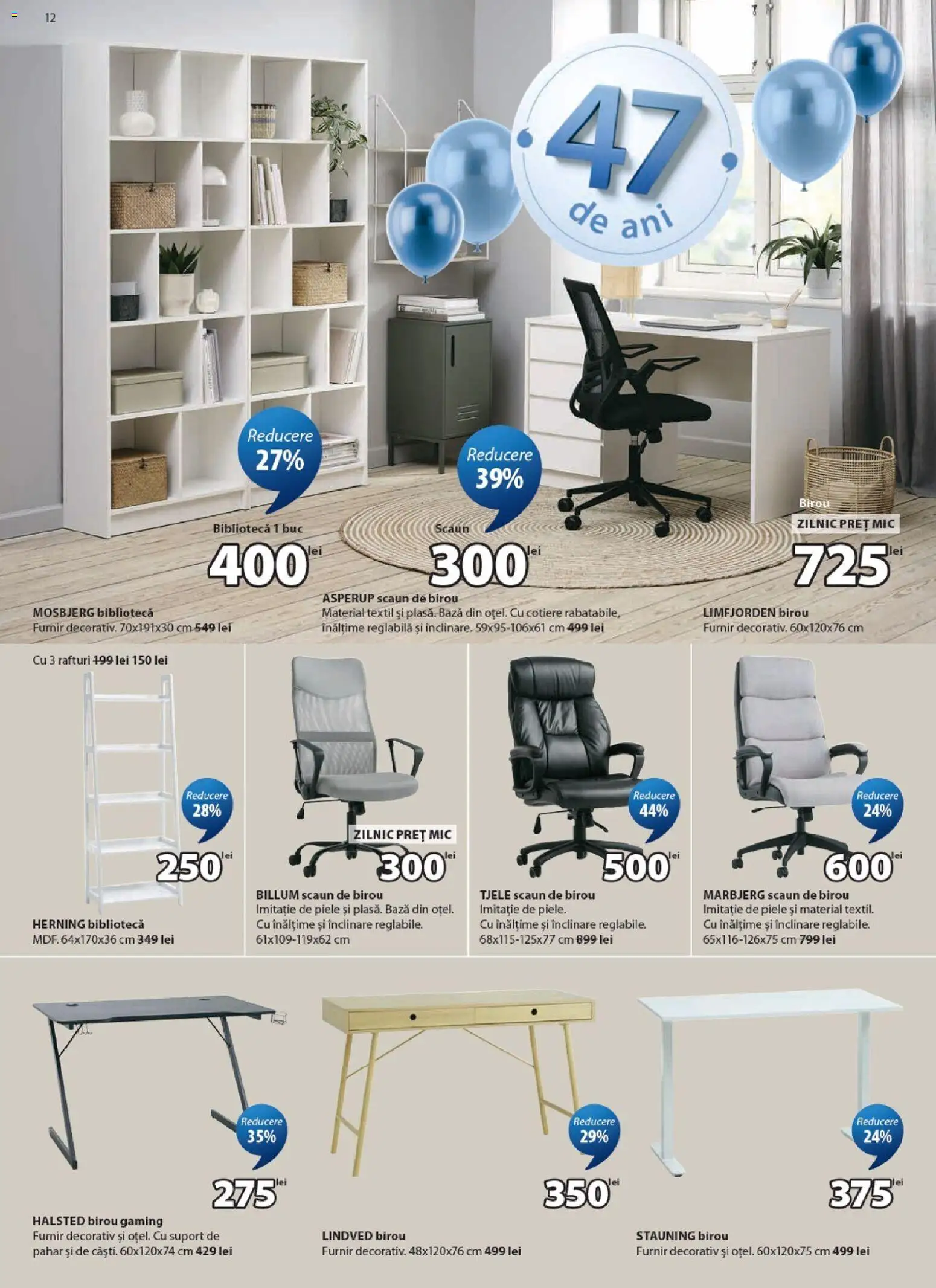 Catalog JYSK 25 Martie - 22 Aprilie 2026 | Pagina 12 | Produse: Çikolatalı gofret, Scaun, Bibliotecă, Scaun de birou