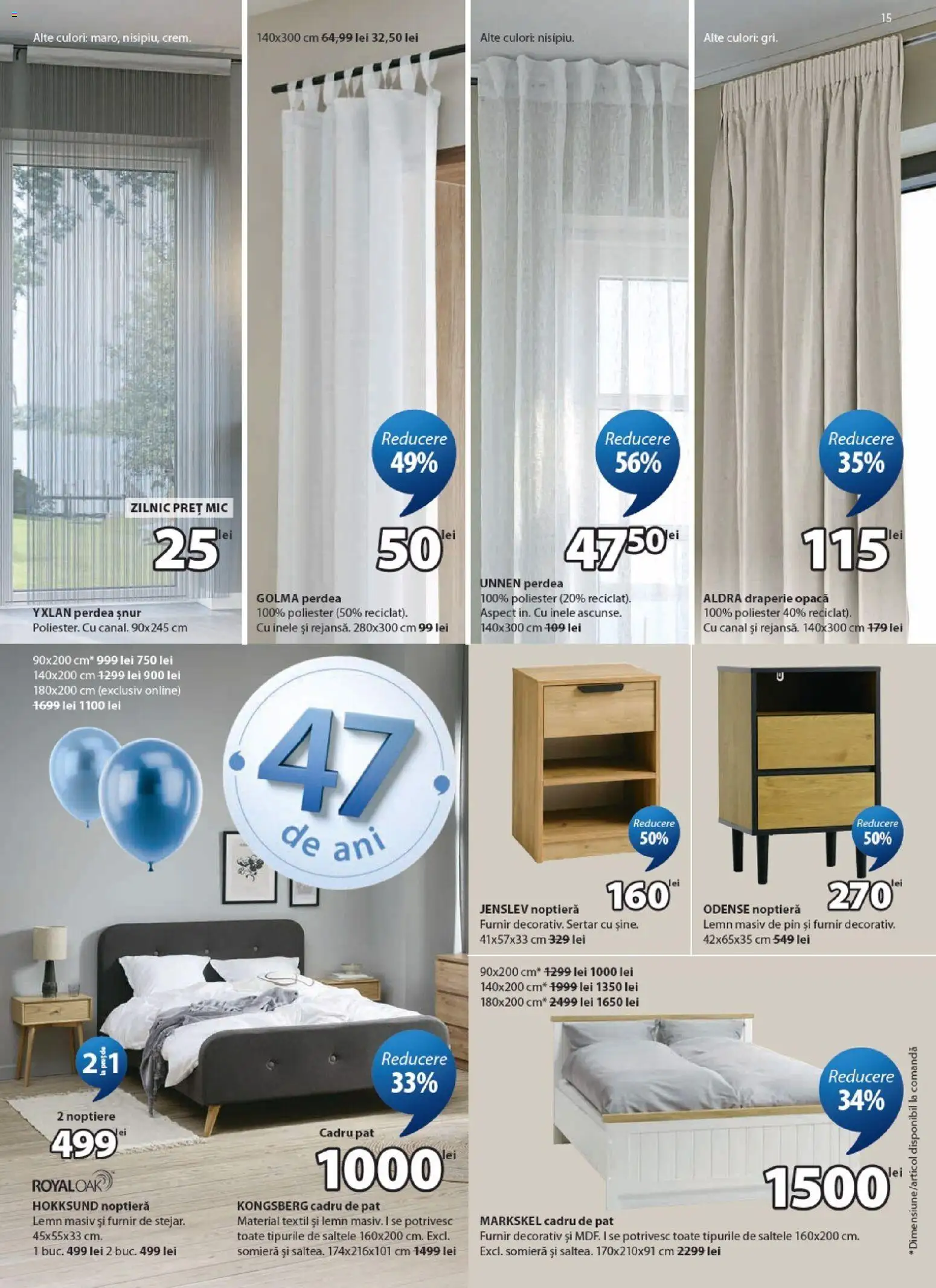 Catalog JYSK 25 Martie - 22 Aprilie 2026 | Pagina 15 | Produse: Pat, Noptieră, Perdea
