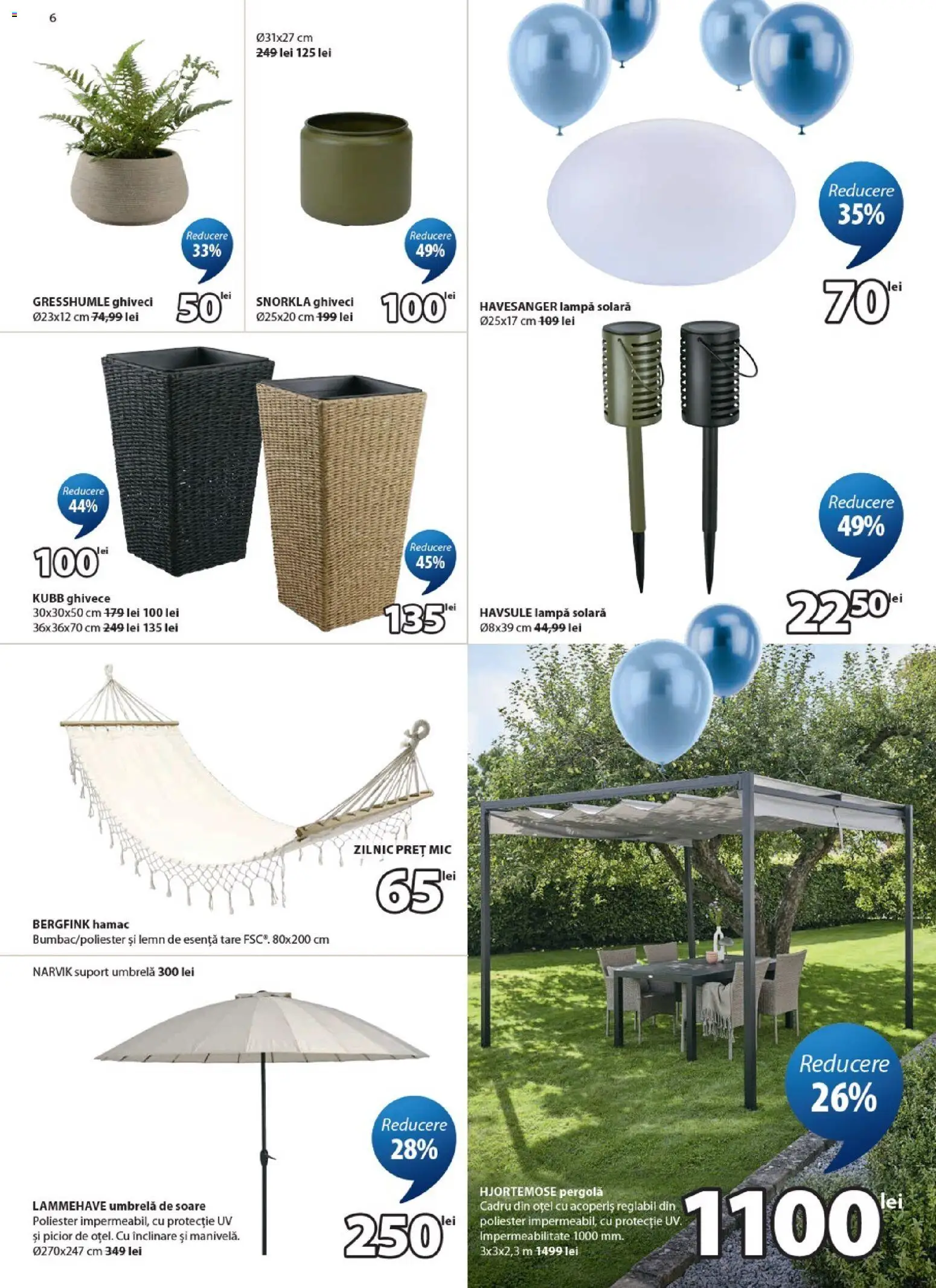 Catalog JYSK 25 Martie - 22 Aprilie 2026 | Pagina 6 | Produse: Umbrelă, Hamac, Ghiveci, Lampă
