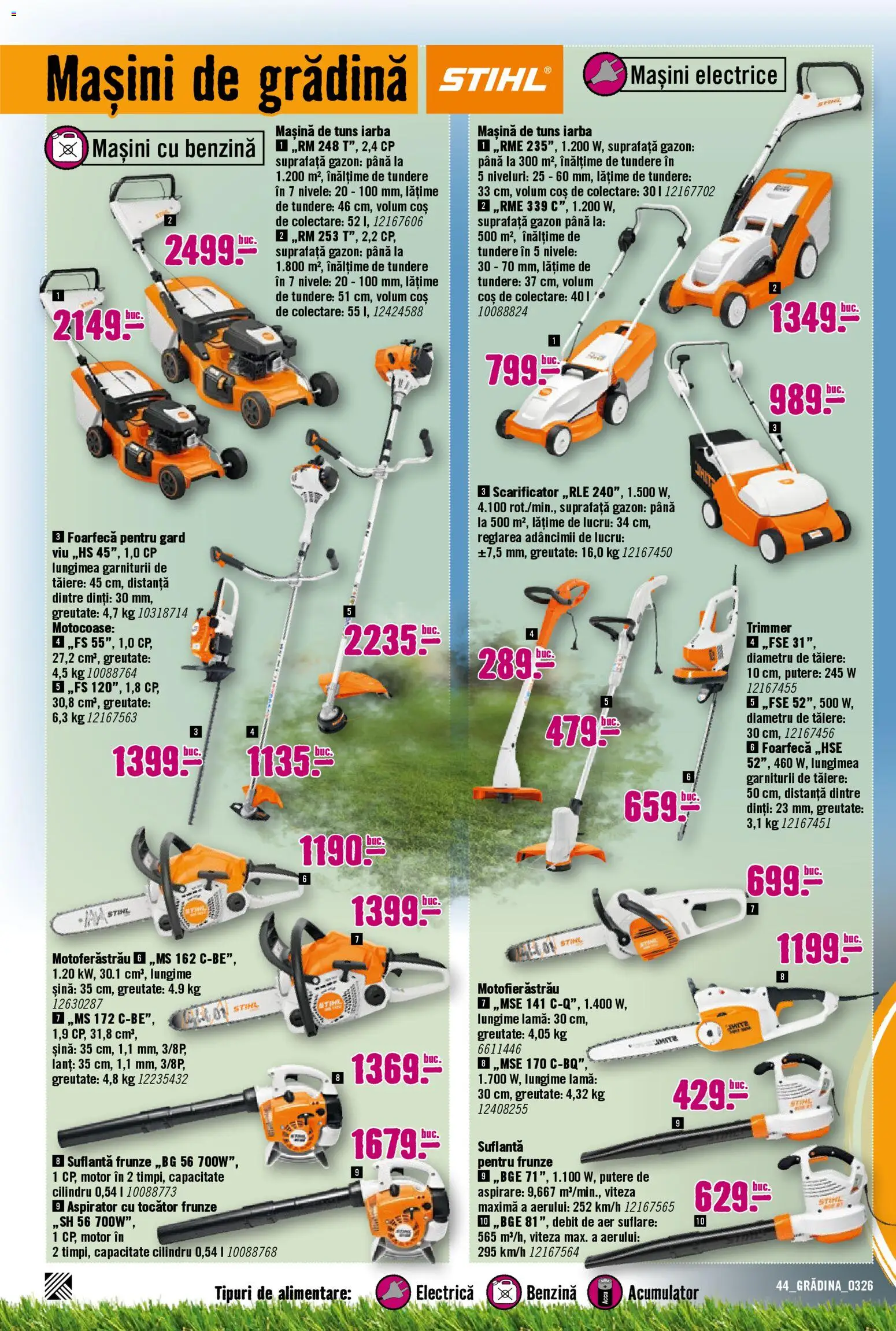 Catalog Hornbach 23 Martie - 21 Aprilie 2026 | Pagina 44 | Produse: Suflantă, Coș, Tocător, Mașină de tuns