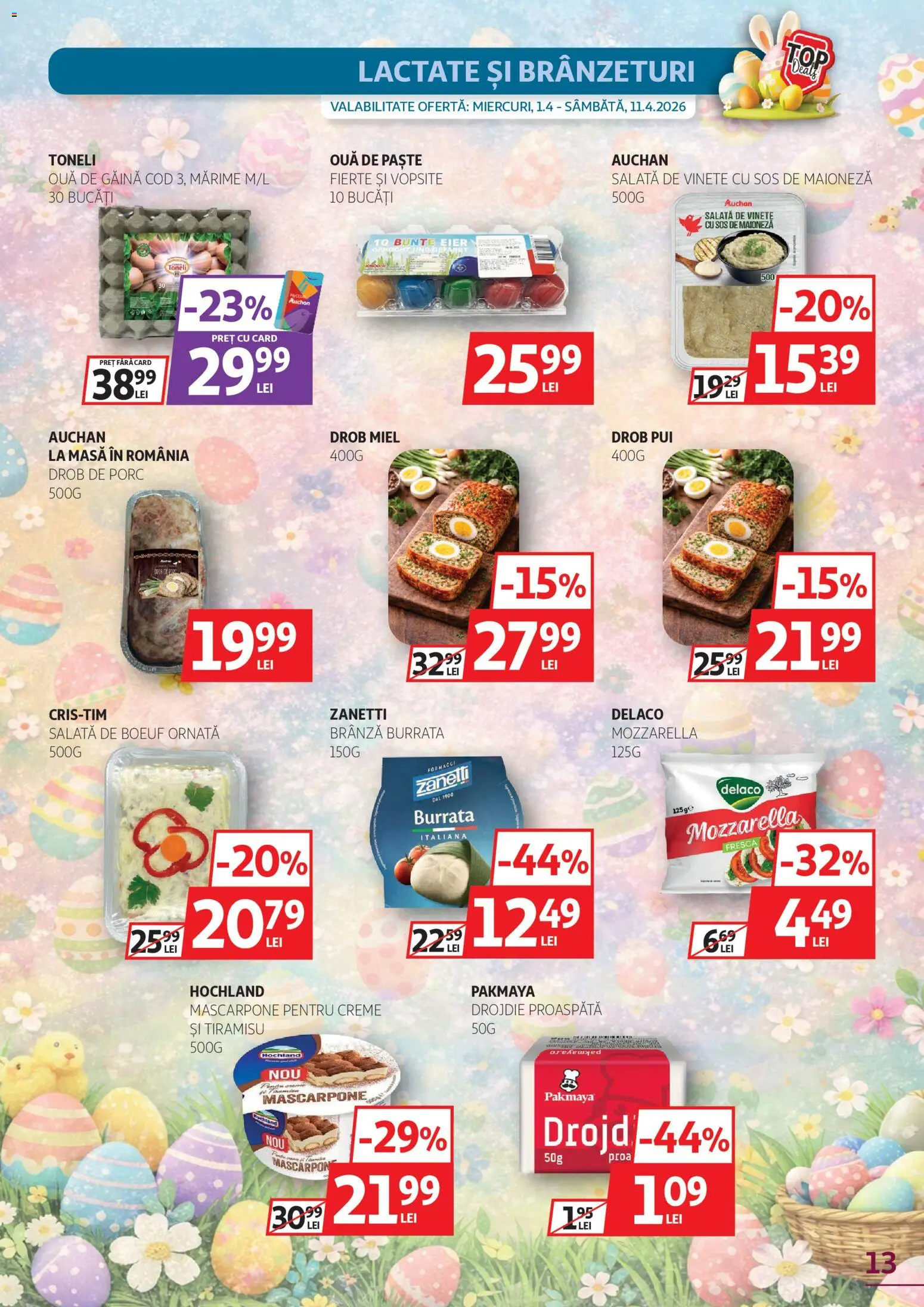 Catalog Auchan 25 Martie - 10 Aprilie 2026 | Pagina 13 | Produse: Çift taraflı üst, Hacıyatmaz Kedi Oyuncağı, Maioneză, Sos