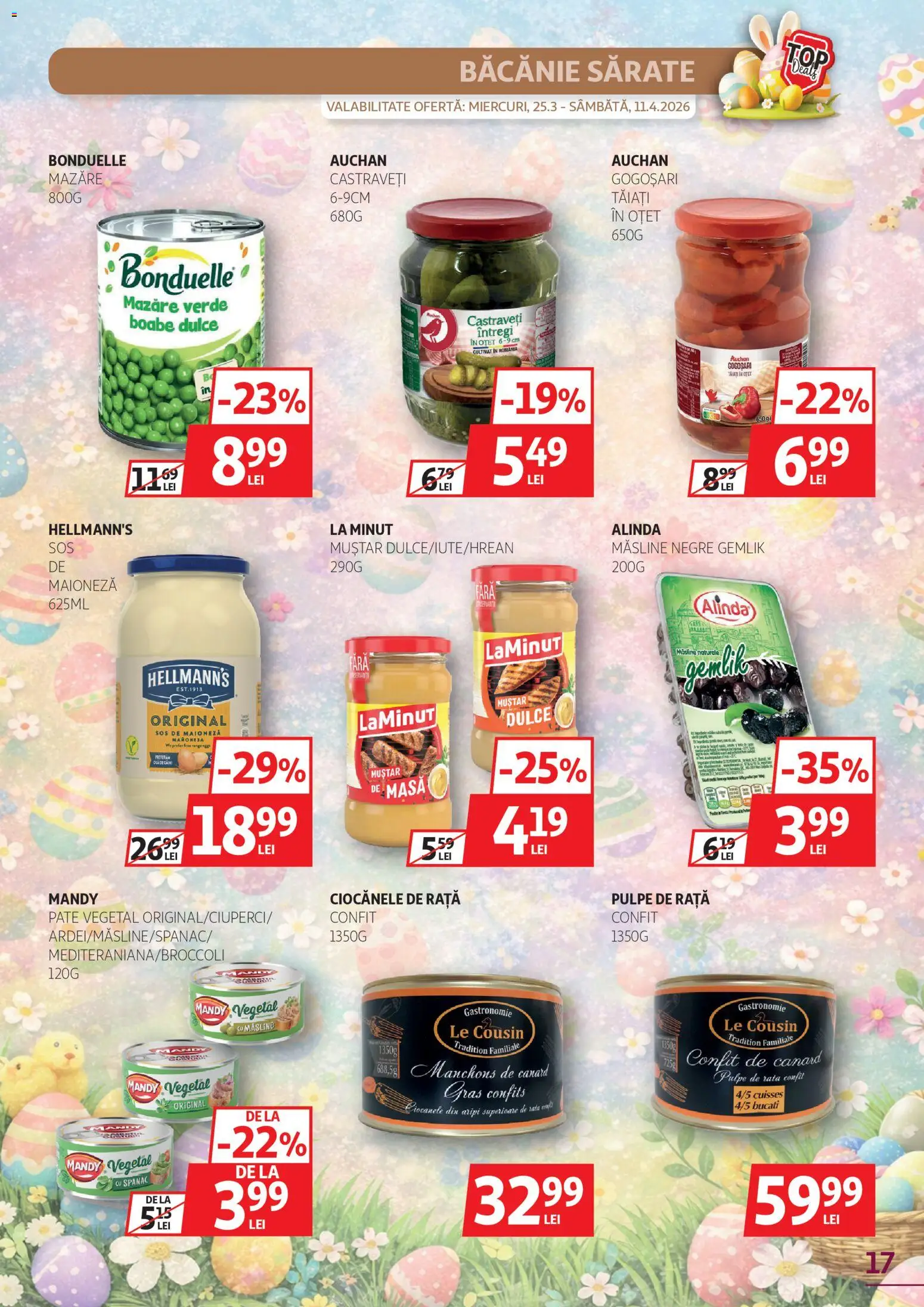 Catalog Auchan 25 Martie - 10 Aprilie 2026 | Pagina 17 | Produse: Mazăre, Hijyenik ped, Măsline, Maioneză