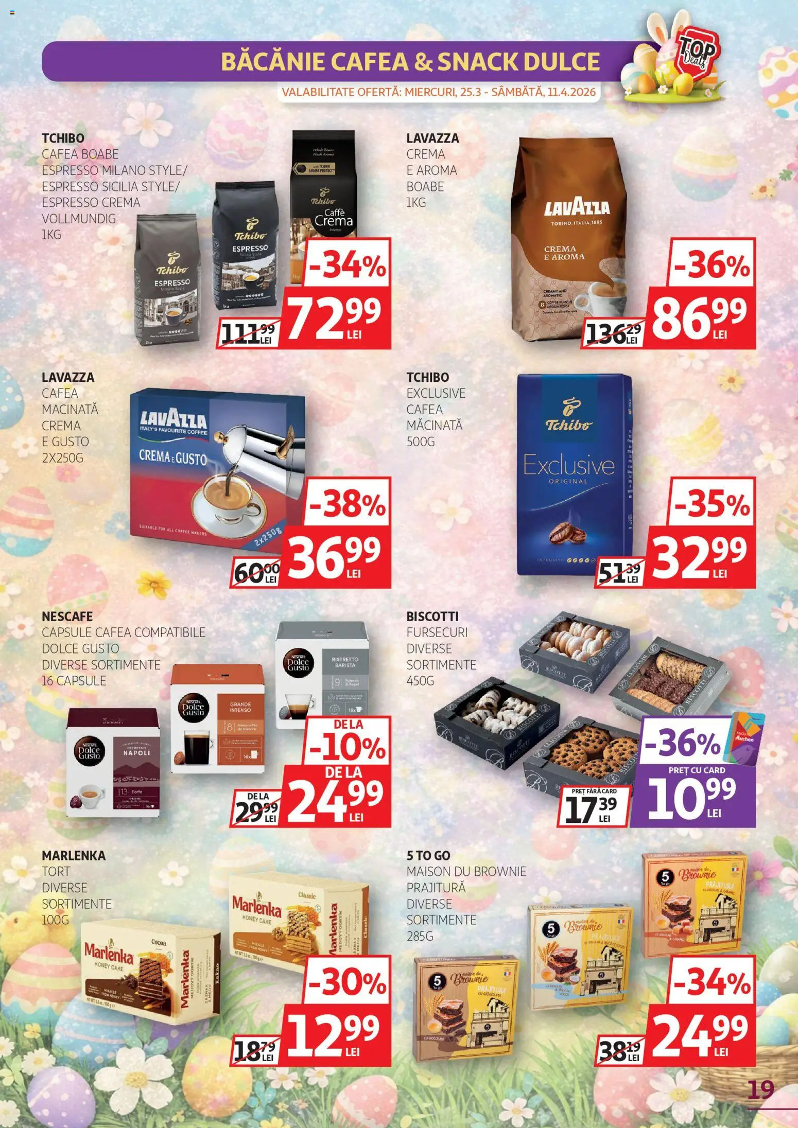 Catalog Auchan 25 Martie - 10 Aprilie 2026 | Pagina 19 | Produse: Prăjitură, Tort, Cremă, Cafea