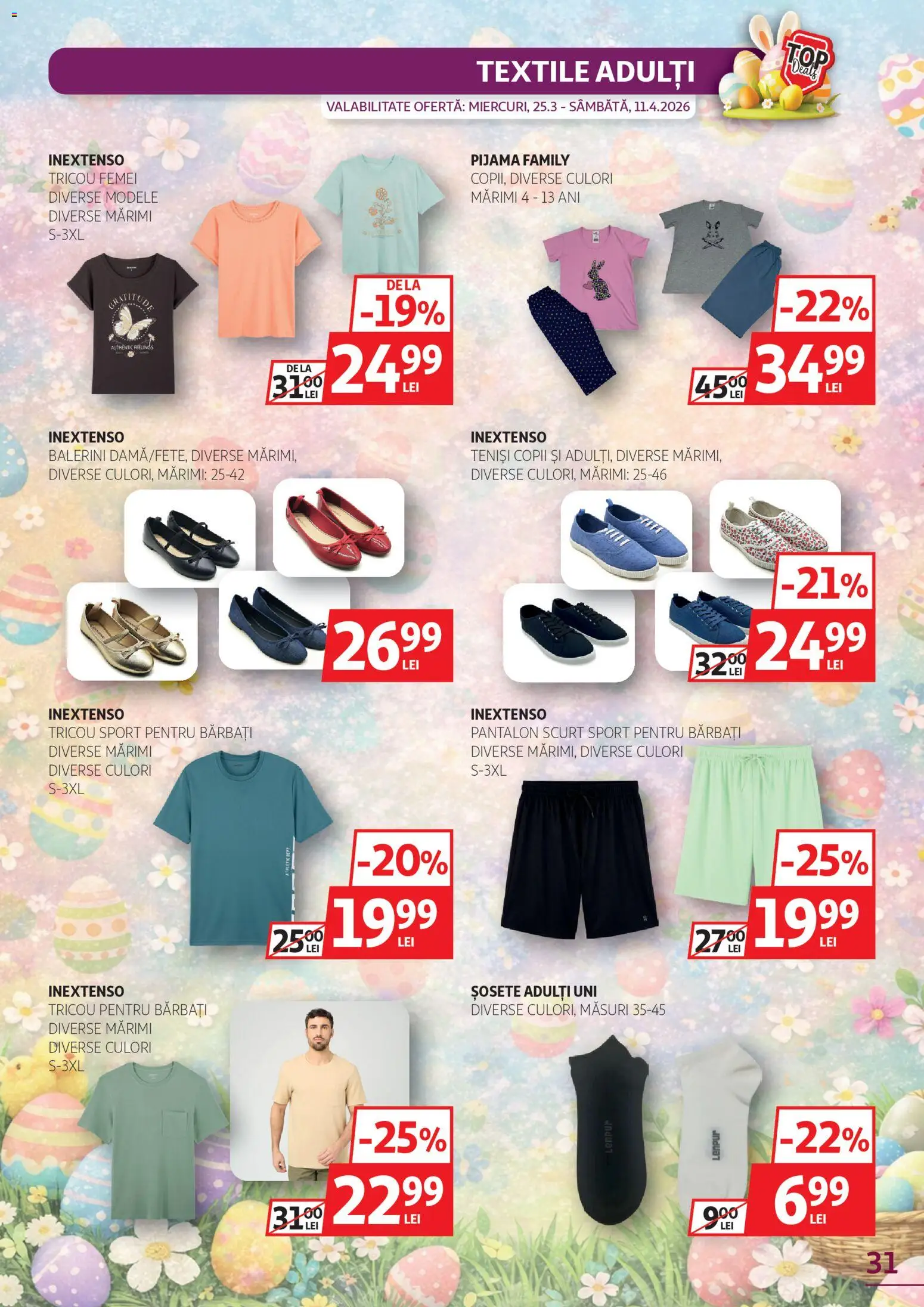 Catalog Auchan 25 Martie - 10 Aprilie 2026 | Pagina 31 | Produse: Teniși, Kestane, Tricou, Balerini