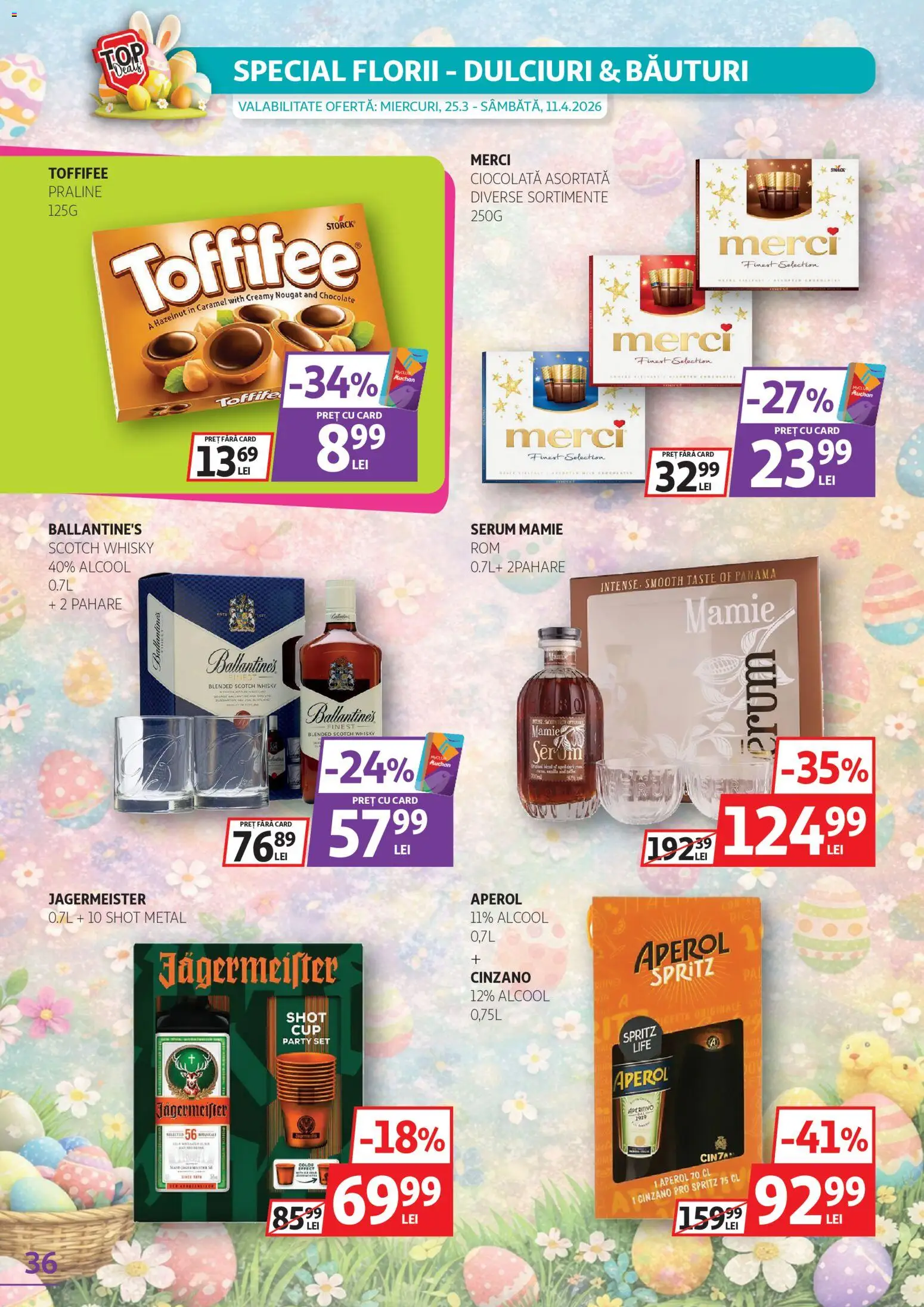 Catalog Auchan 25 Martie - 10 Aprilie 2026 | Pagina 36 | Produse: Ödül oyuncağı, Pahare, Praline, Ciocolată