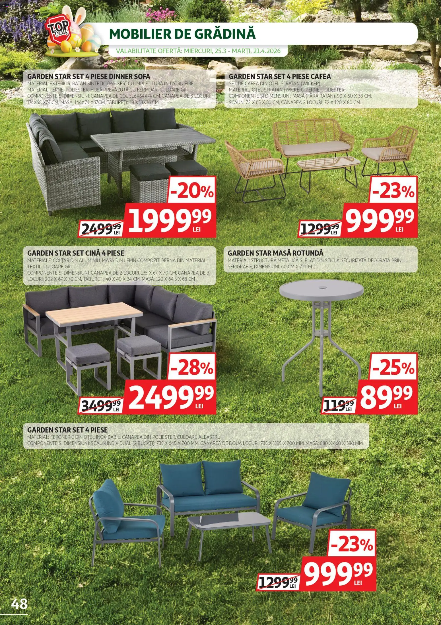 Catalog Auchan 25 Martie - 10 Aprilie 2026 | Pagina 48 | Produse: Pernă, Colțar, Taburet, Cafea