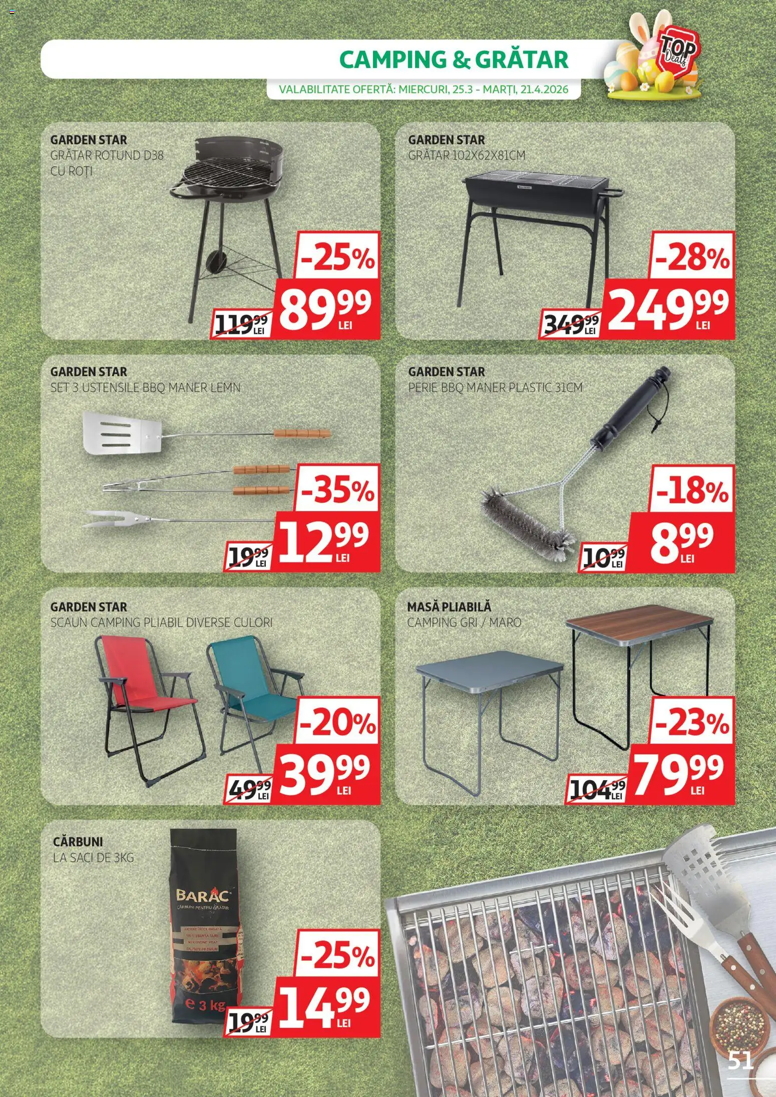 Catalog Auchan 25 Martie - 10 Aprilie 2026 | Pagina 51 | Produse: Grătar, Mâner, Scaun, Perie