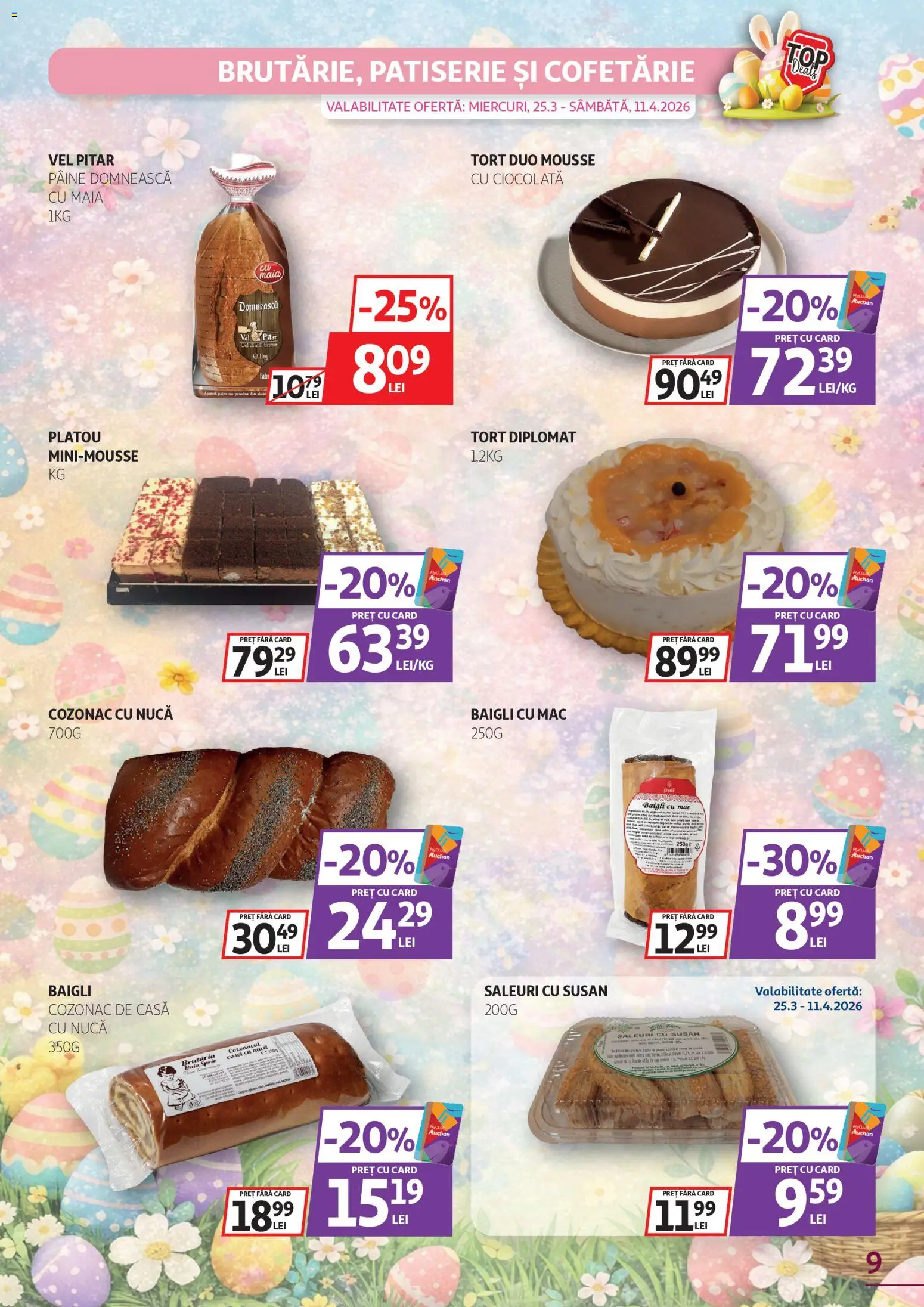 Catalog Auchan 25 Martie - 10 Aprilie 2026 | Pagina 9 | Produse: Tort, Pâine, Ciocolată