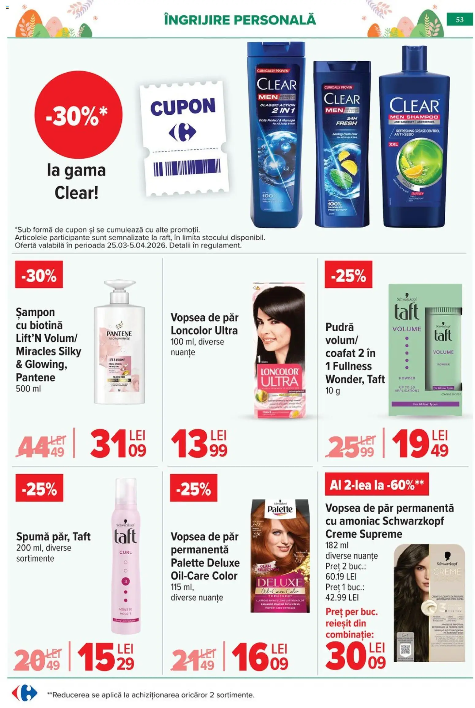Catalog Carrefour 25 Martie - 4 Aprilie 2026 | Pagina 57 | Produse: Vopsea, Pudră, Șampon, Vopsea de păr