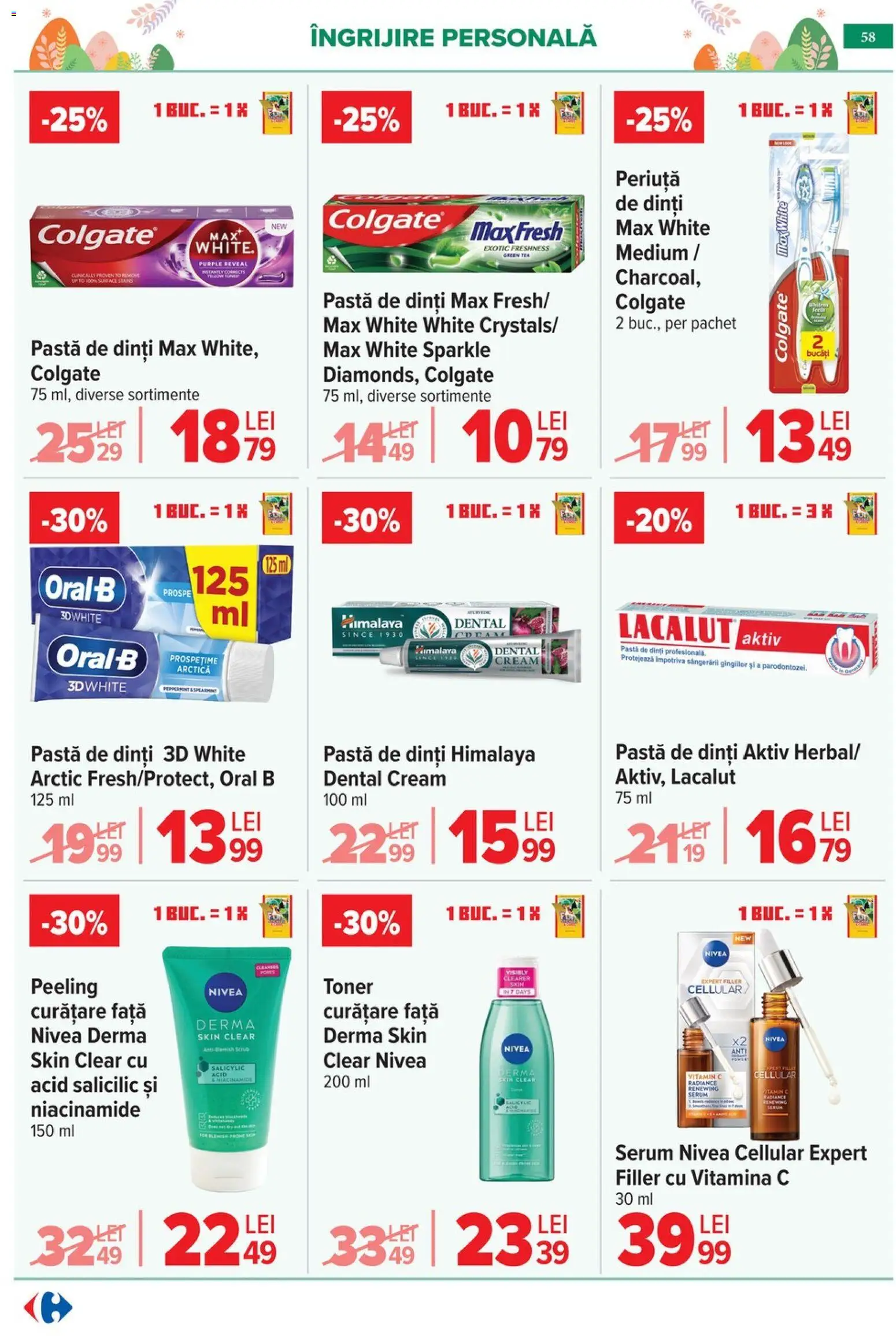 Catalog Carrefour 25 Martie - 4 Aprilie 2026 | Pagina 62 | Produse: Serum, Toner, Peeling, Pastă de dinți