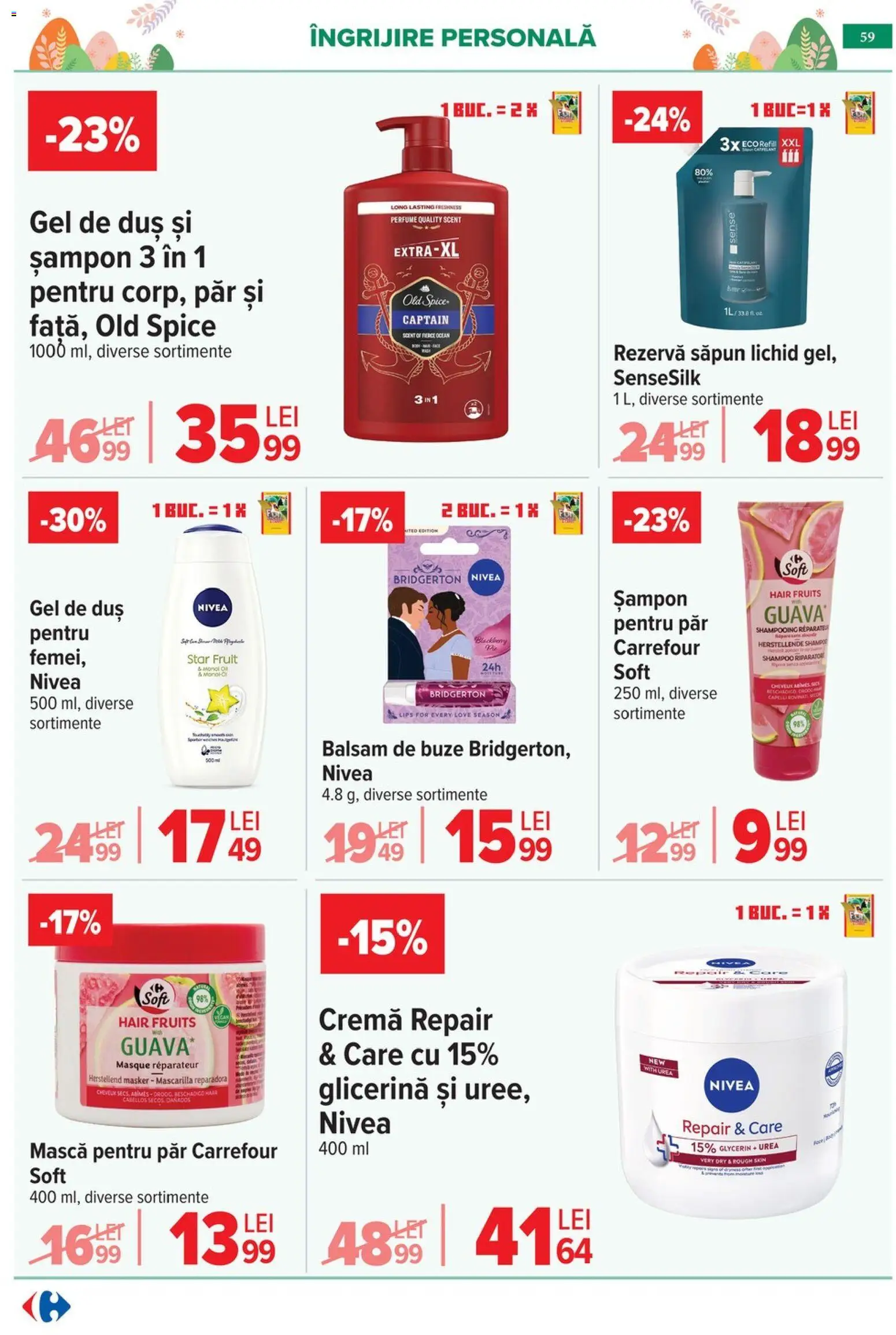 Catalog Carrefour 25 Martie - 4 Aprilie 2026 | Pagina 63 | Produse: Kısırlaştırılmış Kedi Maması, Gel de duș, Săpun lichid, Rezervă săpun