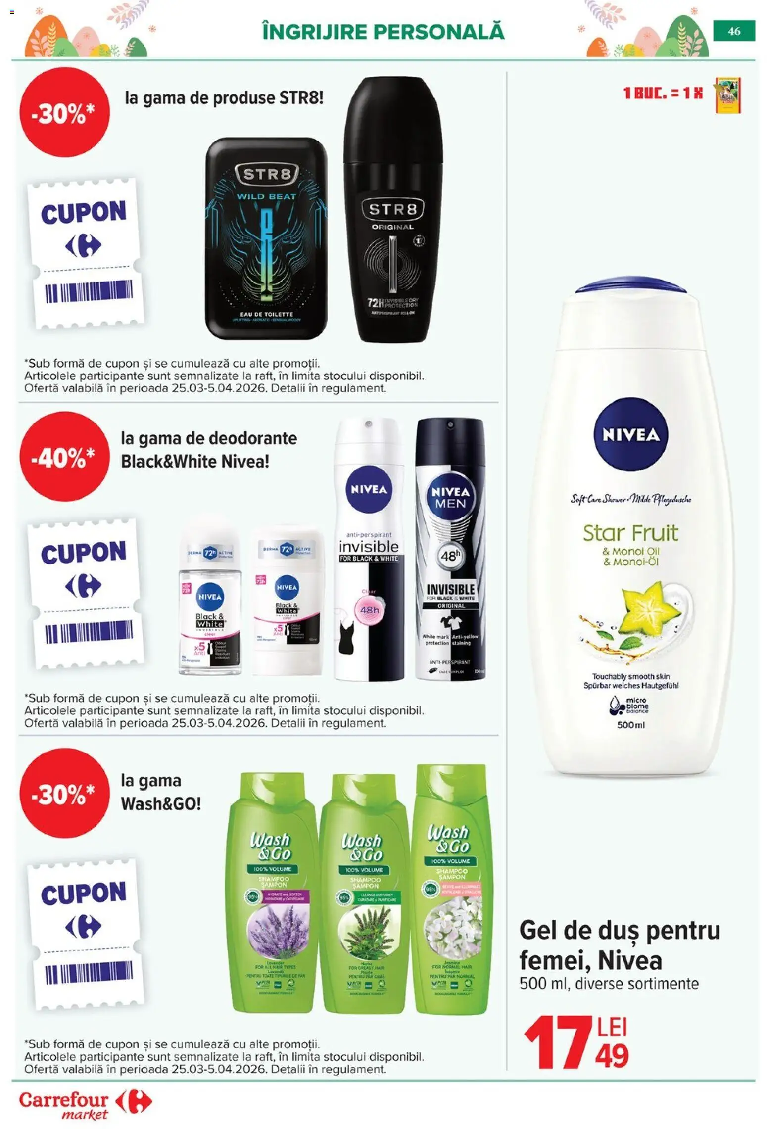 Catalog Carrefour 25 Martie - 4 Aprilie 2026 | Pagina 50 | Produse: Duș, Șampon, Gel de duș, Antiperspirant