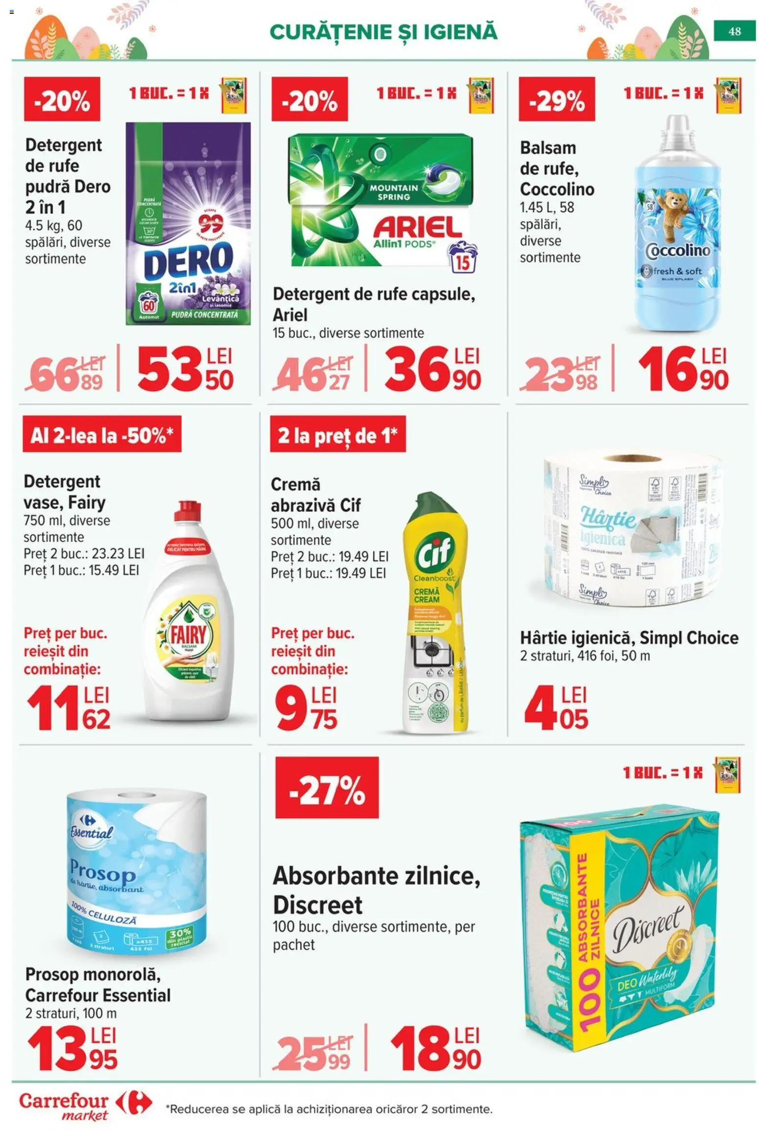 Catalog Carrefour 25 Martie - 4 Aprilie 2026 | Pagina 52 | Produse: Pudră, Balsam, Detergent, Absorbante